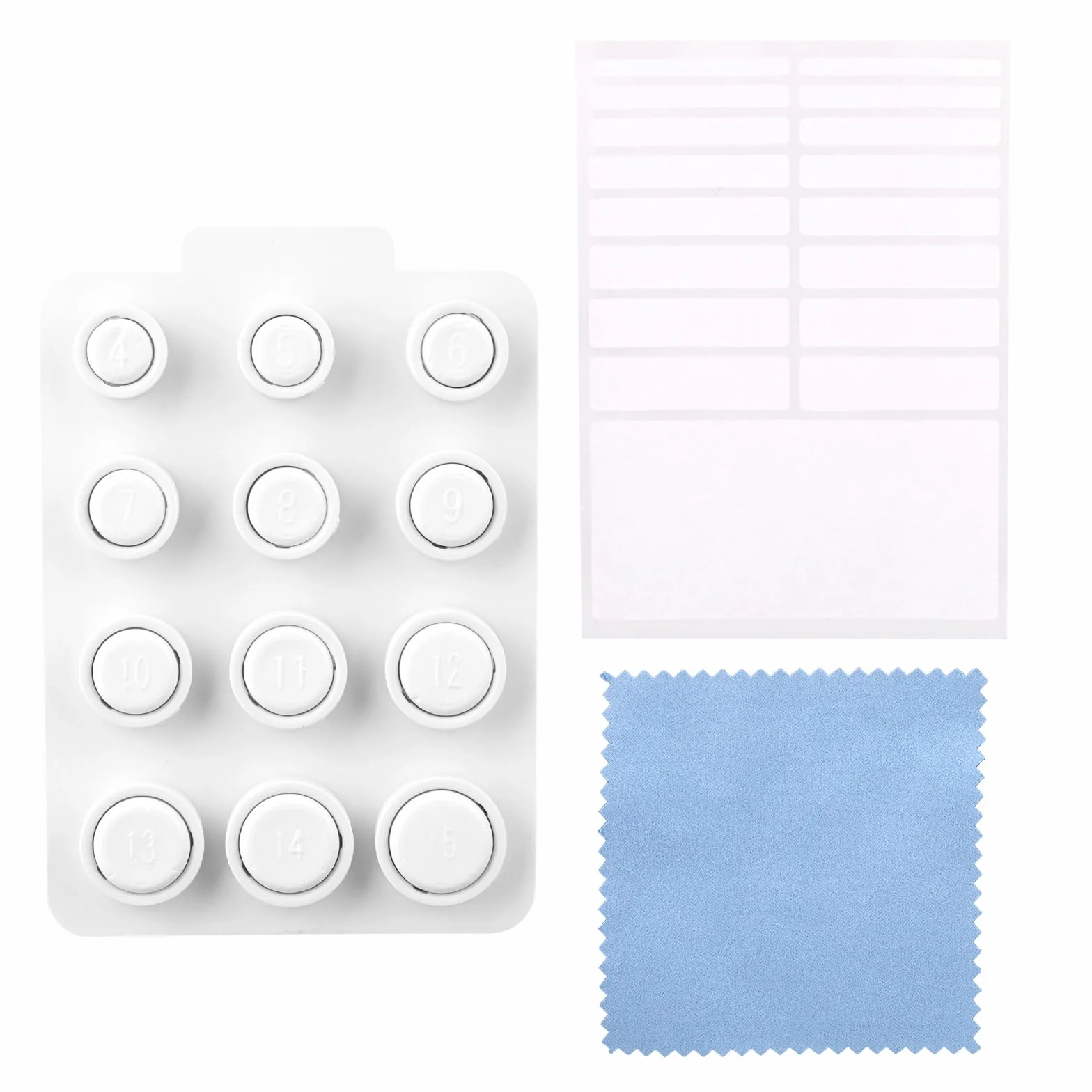 Kit di Misurazione Anelli 4-15 con Panno e Tappetino Antiscivolo, Strumento Preciso (Bianco)