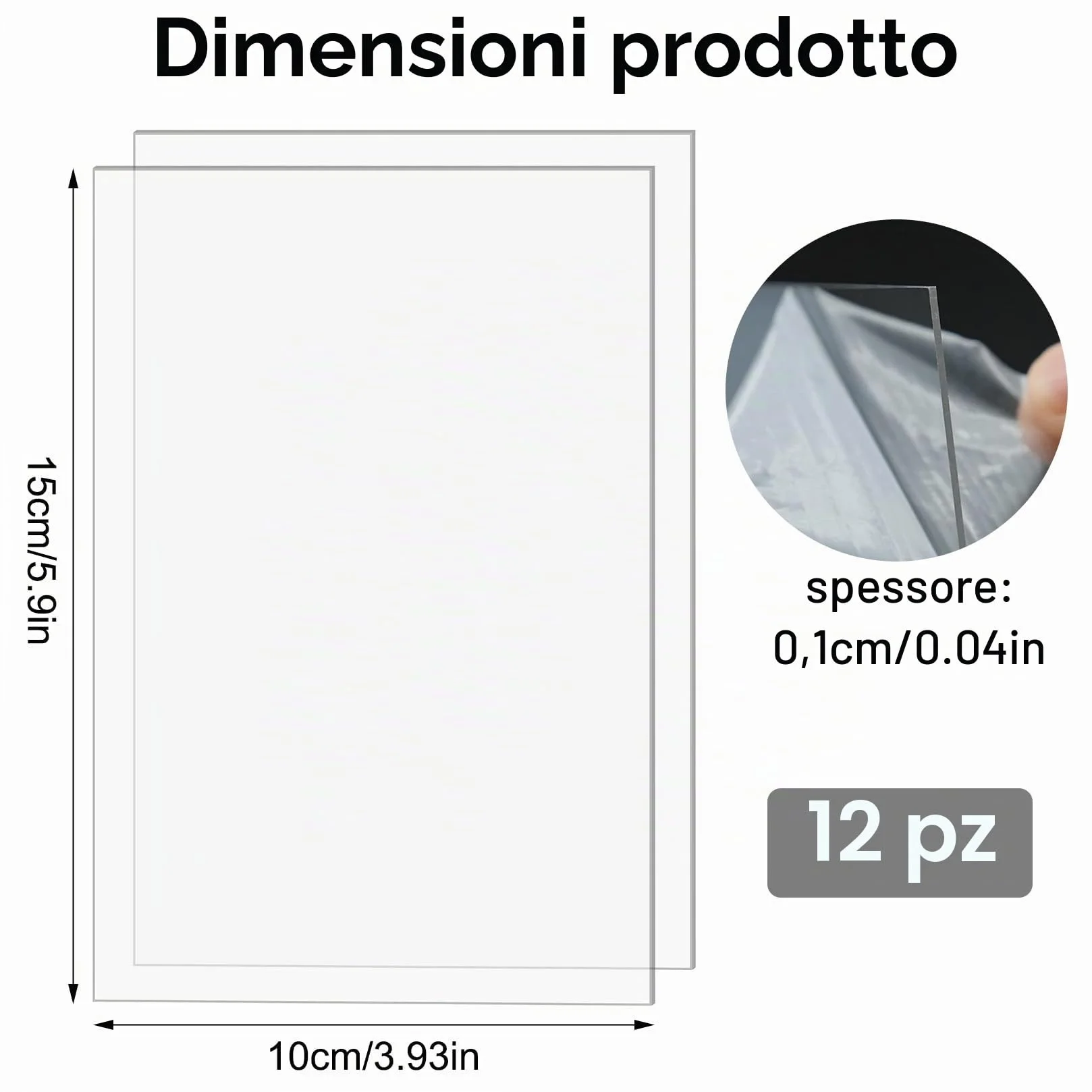 12 pannelli in plastica acrilica, 10 x 15 cm, pannelli in acrilico trasparente, 1 mm, piastra in vetro acrilico trasparente da 1 mm, pannelli acrilici trasparenti per cornici fotografiche, espositori