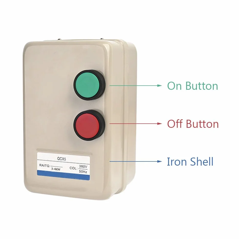 Motore elettrico magnetico, avviamento elettrico a 3 fasi, scatola interruttore di avviamento universale per compressore d'aria, pompa, motore industriale - 380 V 0,75 KW 2,4 A