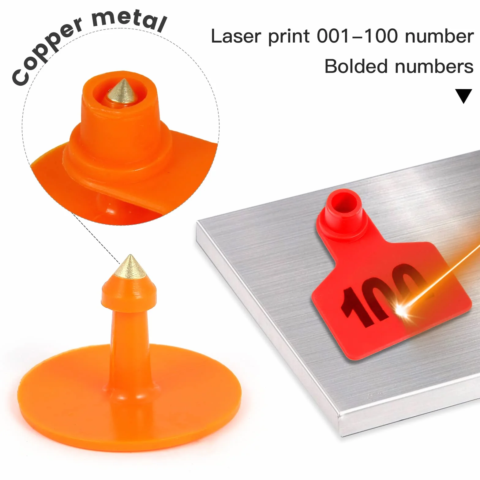 Etichette per orecchie per bestiame grandi dimensioni plastica 001-100 identificative mucca pecora capra
