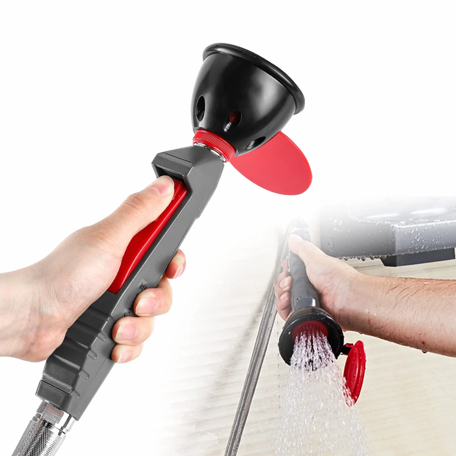 CGOLDENWALL Lavaocchi Emergenza Portatile Manuale, Getto Doppia Filtrazione, Tubo Acciaio Inox 1.5m, Rame Zincato, Attivazione Istantanea