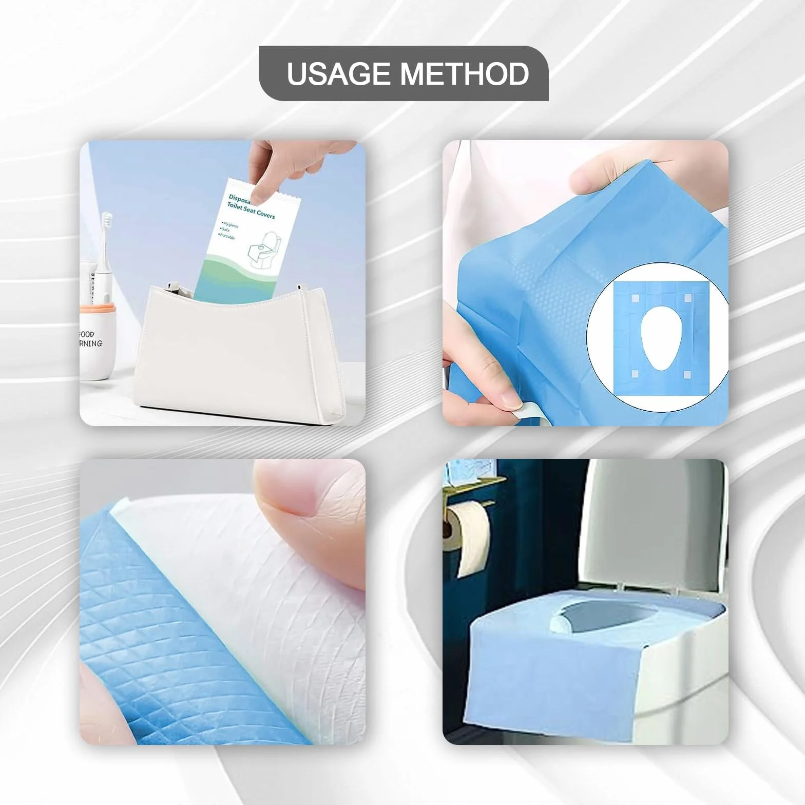 Copriwater USA e Getta Biodegradabili in Carta per Bambini e Adulti, Coprisedili WC Monouso Ecologico Antibatterico Universali 50 Pezzi