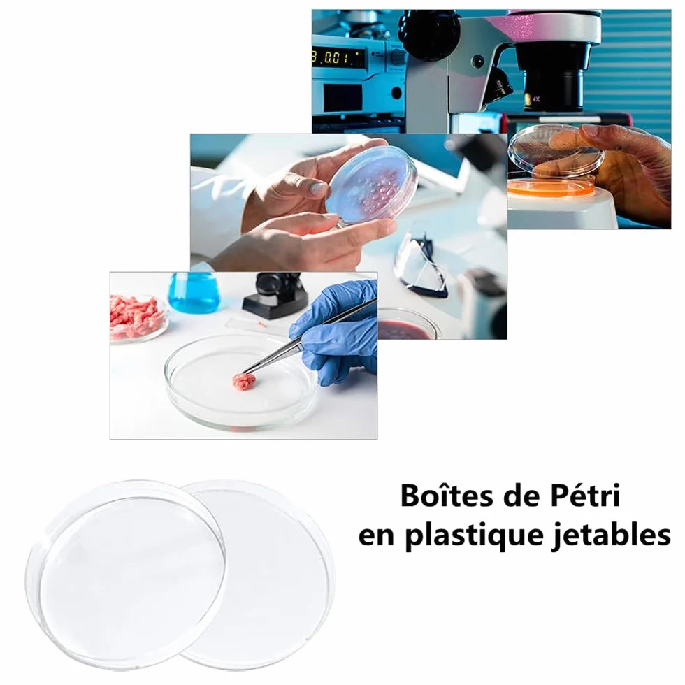 Latrat 20 pz Dishes Petri, Scatole Di Petri In Plastica Sterile, Scatola Sterile con Coperchi per Laboratorio Cellulare Cultura Tessuto, 90 mm