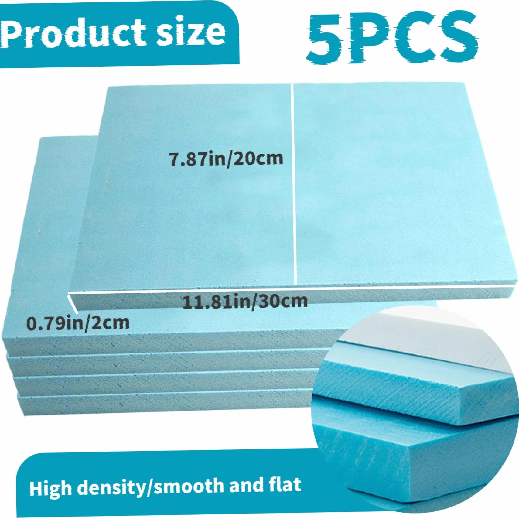 Foglio di polistirene in schiuma di schiuma ad alta densità di schiuma per la foglio di polistirene in polistirene a blocchi di polistirene per artigianato per la scultura di modellazione 5pcs 11.8x