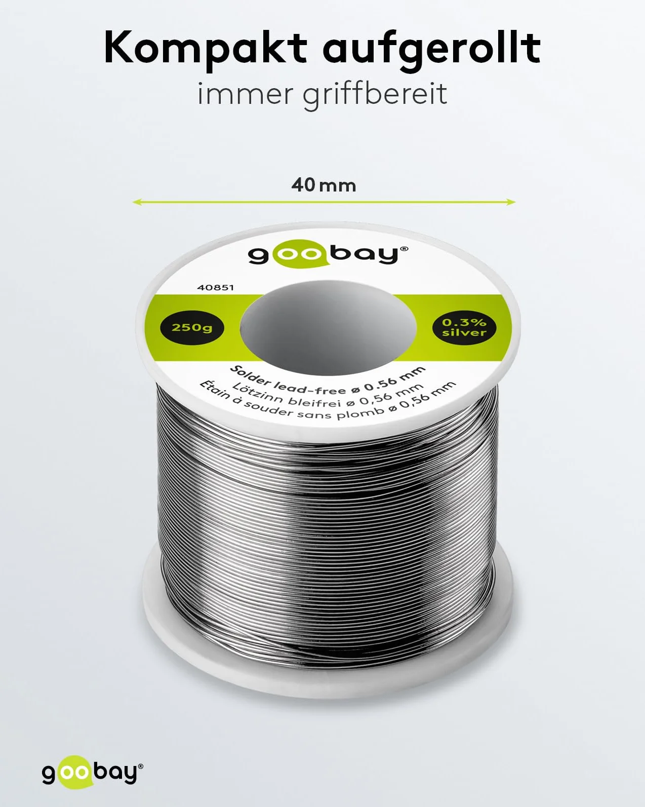 Goobay Stagno per saldatura senza piombo ø 0,56 mm 250 g 0,3% Ag