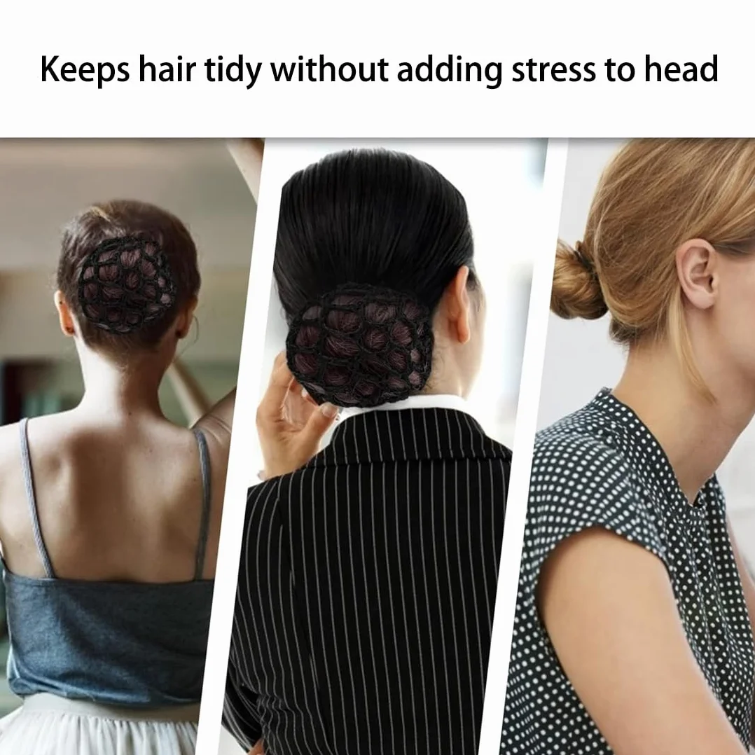 Retina per Capelli Chignon 4 Pezzi con Perline Stretch Balletto Danza