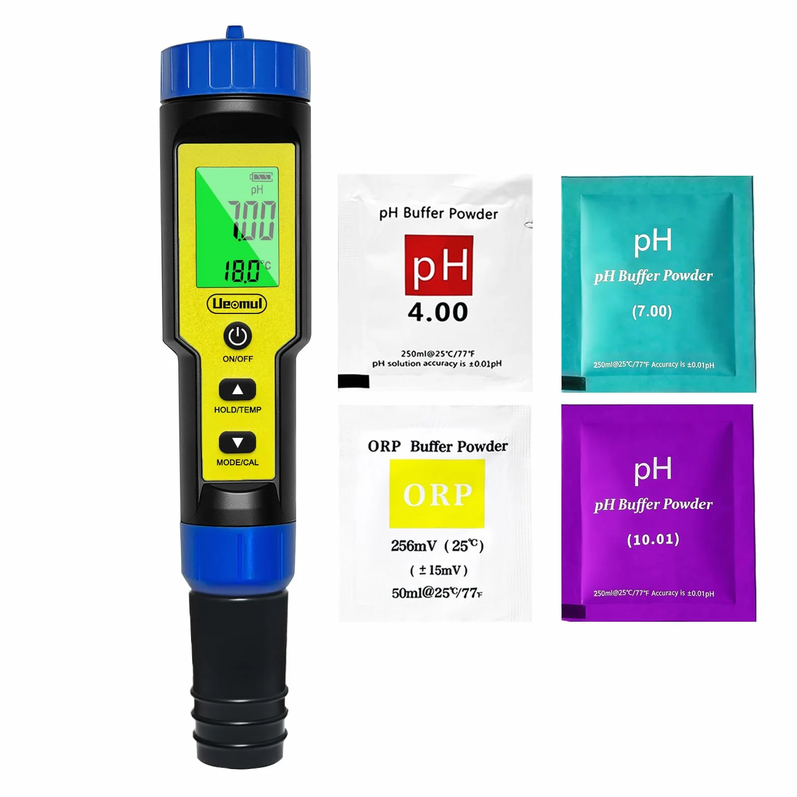 Misuratore pH e Cloro Piscina 7 IN1, Tester pH Cloro (FAC) TDS EC SALT ORP e Temperatura con ATC, pH Meter impermeabile IP67, professionale pHmetro per acqua potabile, idroponica, spa