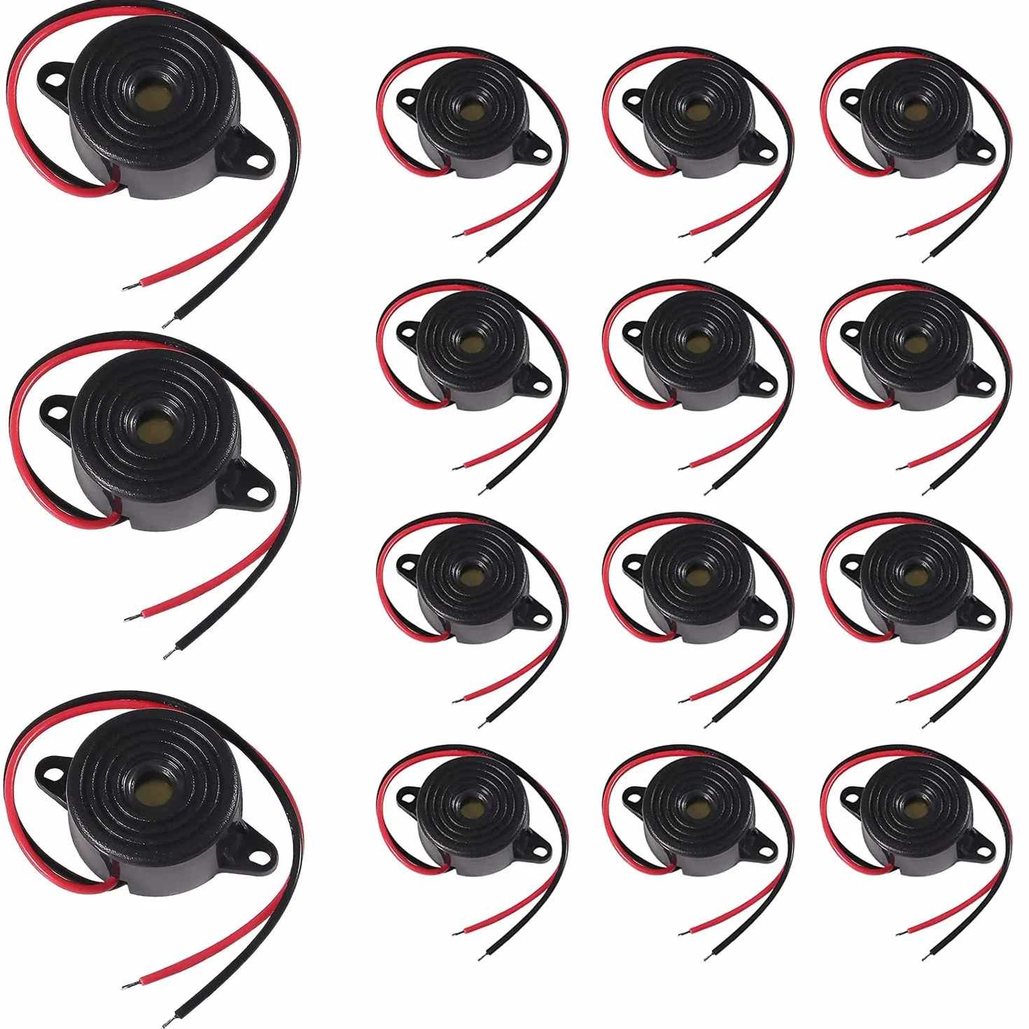 RUNCCI-YUN 15 Pezzi Cicalino Elettronico di Allarme DC 3V 6V 9V 12V 24V 85dB Piezo Buzzer Allarme Sonoro Elettronico con Continuo Suono 22 mm * 10 mm(Nero)