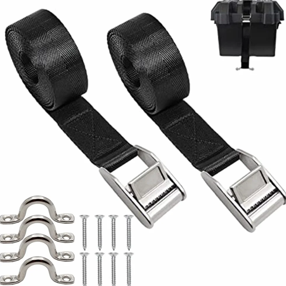 Cinghie di Fissaggio per Raffreddamento, 2 Pezzi 1,5 m Resistenti Cinghie di Tensionamento con Fibbia a Camma in Acciaio Inox Viti di Ancoraggio in Acciaio Inox Kit di Cinghie