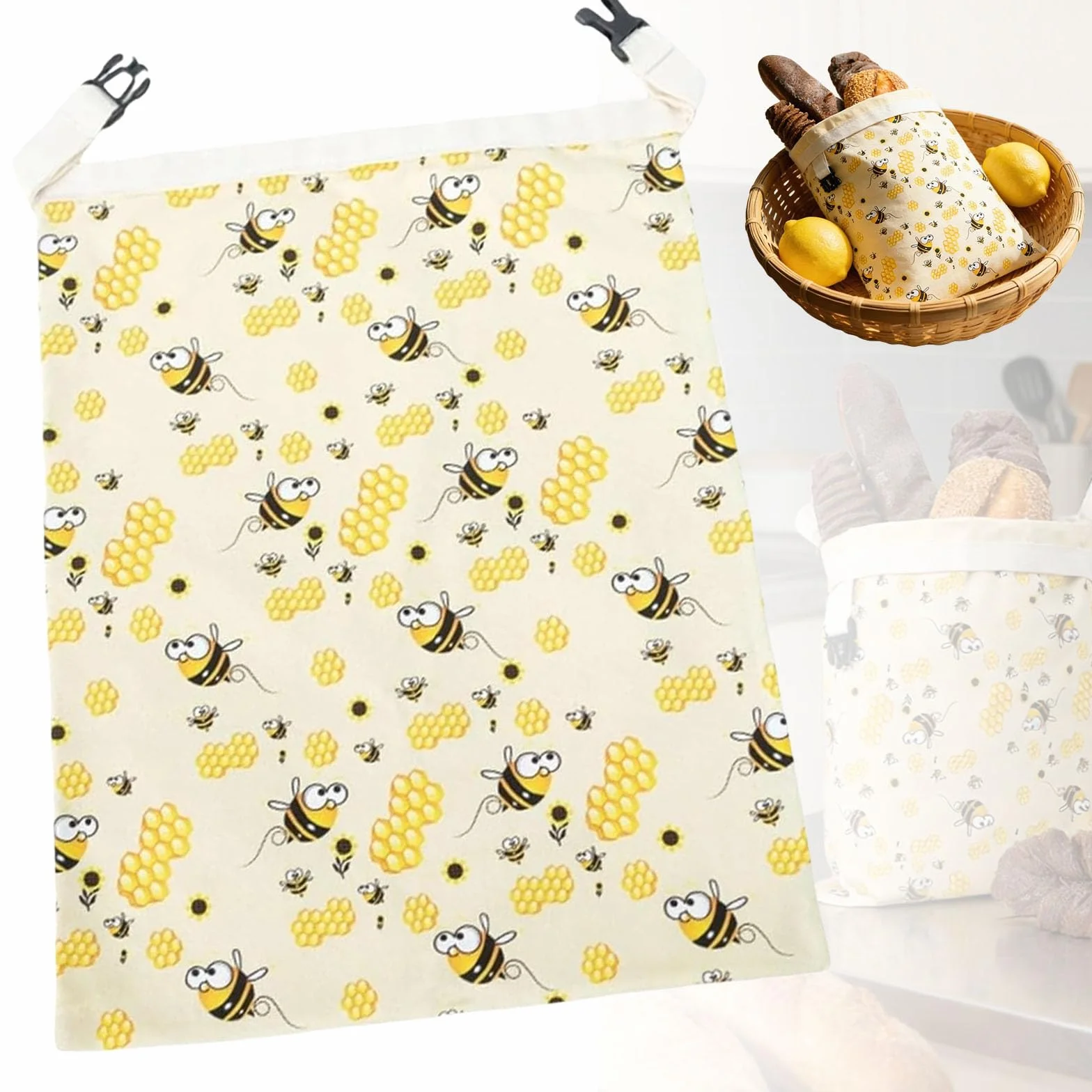 2 Pezzi Sacchetti per il Pane in Cera d'Api, Sacchetto per il Pane Riutilizzabile in Lino e Cotone per Conservare e Mantenere Fresco, Cera d'Api Naturale per Pane Fatto in Casa e Prodotti da Forno (2
