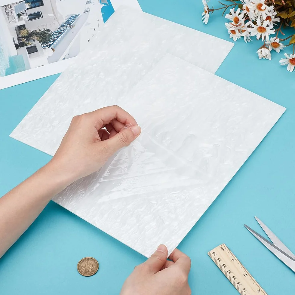 PH PandaHall 2pz 30x20cm Fogli in Acrilico Perlato 3mm Carta Ondulata Perlescente con Motivo per Incisioni Design Artistico Artigianato Fai Da Te, Bianco