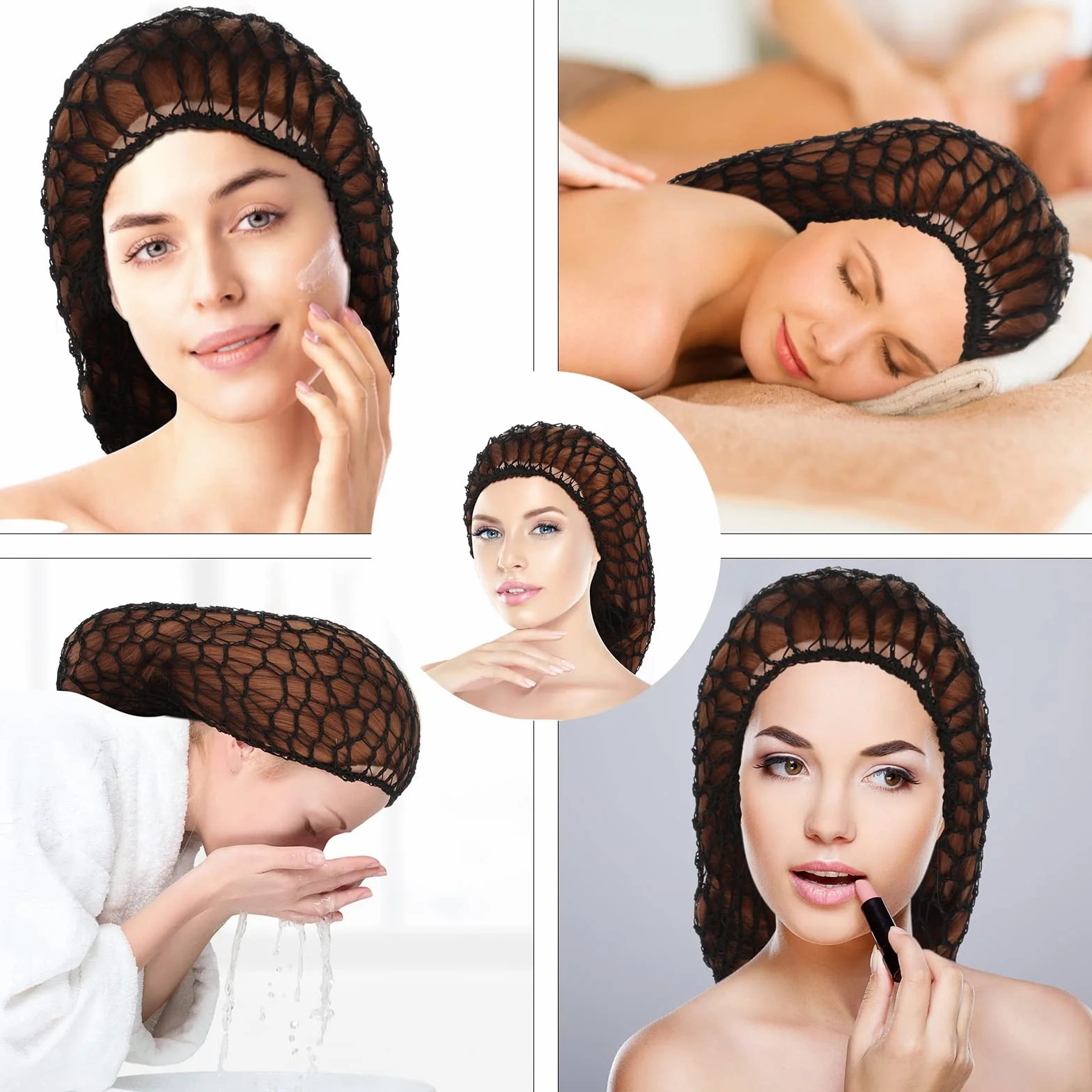 Rete Capelli Rayon Knit Snood Cappello Morbido Grande Copertura per Donne Ragazze Capelli Lunghi Lisci Ricci 2 Pezzi