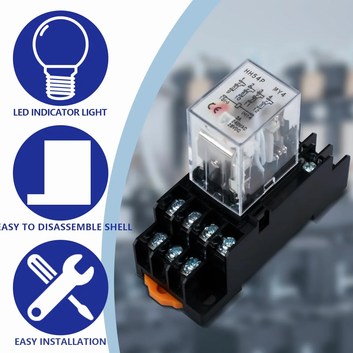 1pcs AC 24V relè di potenza elettromagnetica con, 14 Pin 5A relè a bobina con base a calza HH54P