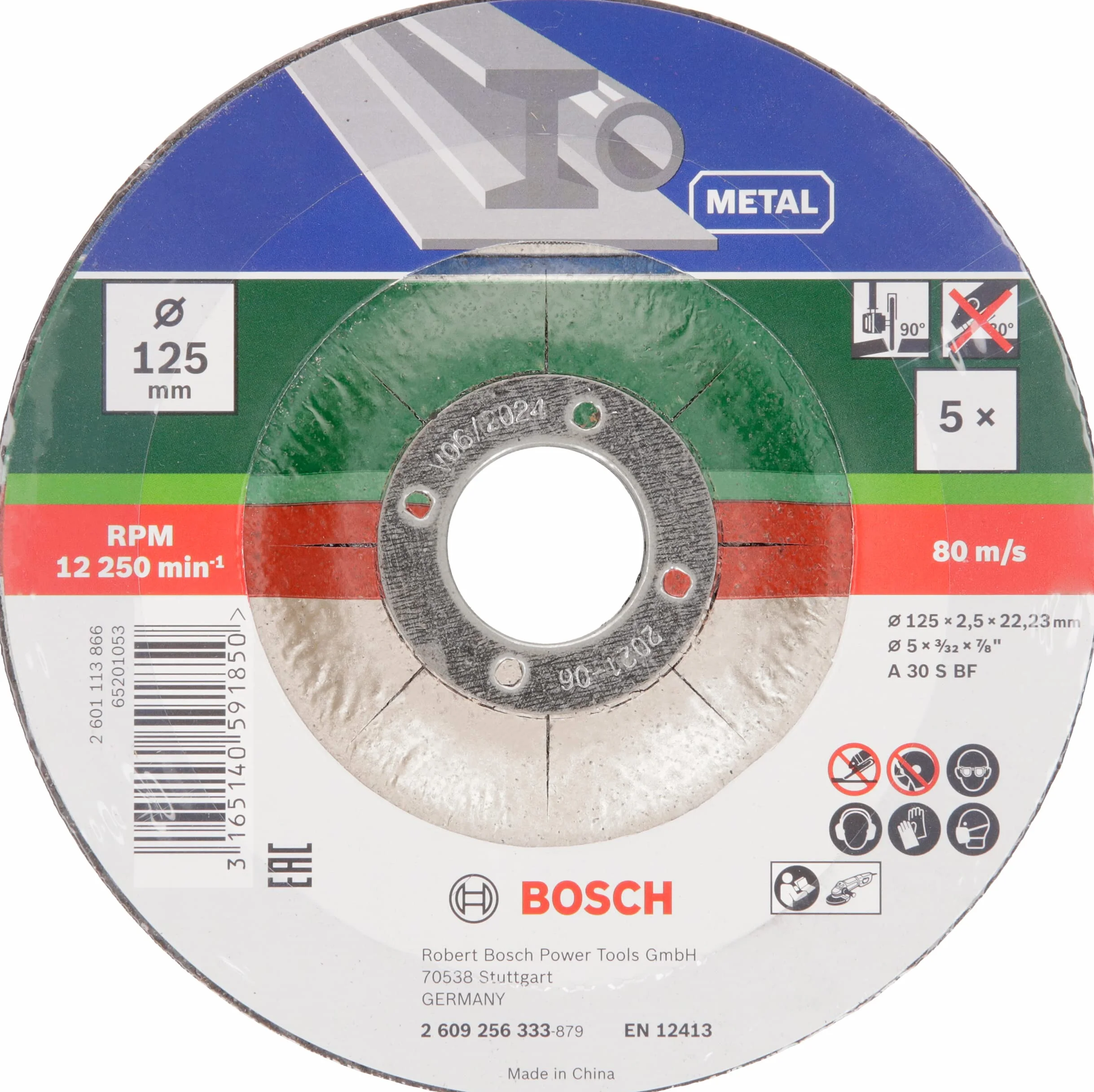 Bosch Home And Garden Dischi 5 Pezzi, Per Metallo, Adatto Per Smerigliatrici Angolari Manuali Con Diametro Del Disco Da 125 Mm, Accessori Per Smerigliatrice Angolare, 125 X 22.23 X 2.5 Mm