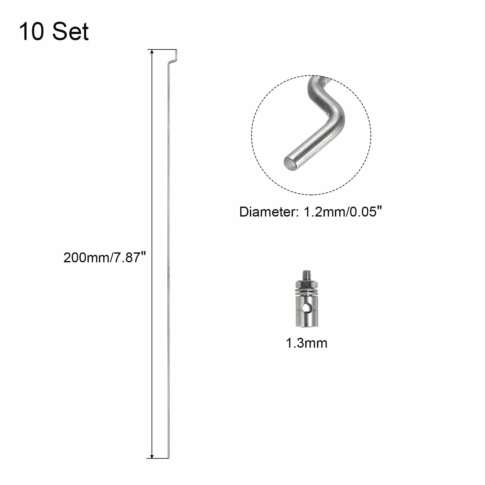QUARKZMAN 10pz 1,2x200mm Aste di Spinta Z & 10pz 1,3mm Fermo Collegamento Connettore in nylon per Auto RC Barca
