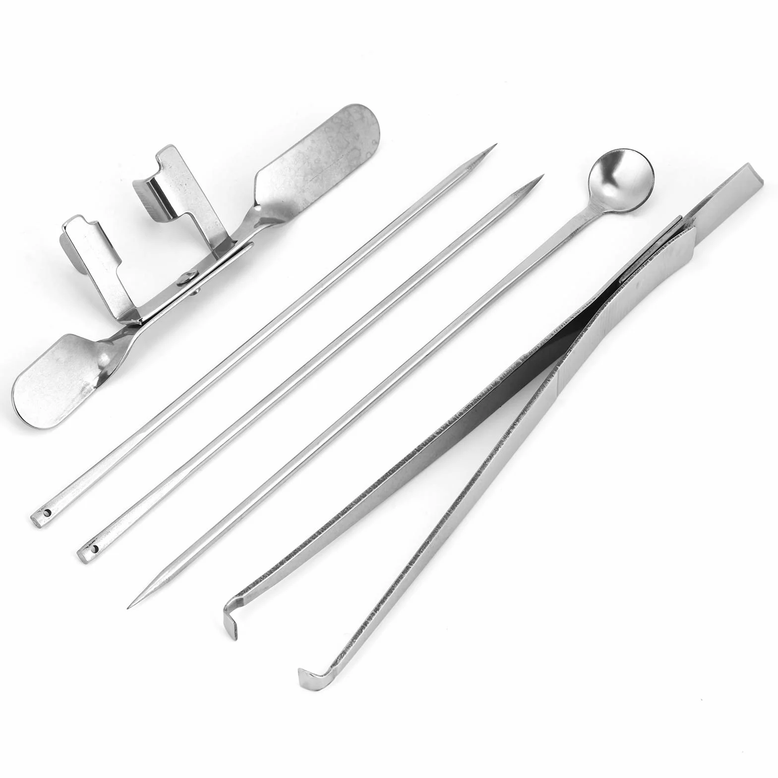 HEEPDD Strumento per Cappone in Acciaio Inossidabile, Strumento per Coltello per Cappone di Squisita Fattura, 5 Pezzi per Strumenti per Allevamenti di Pollame Strumento per Pollo di Castrazione