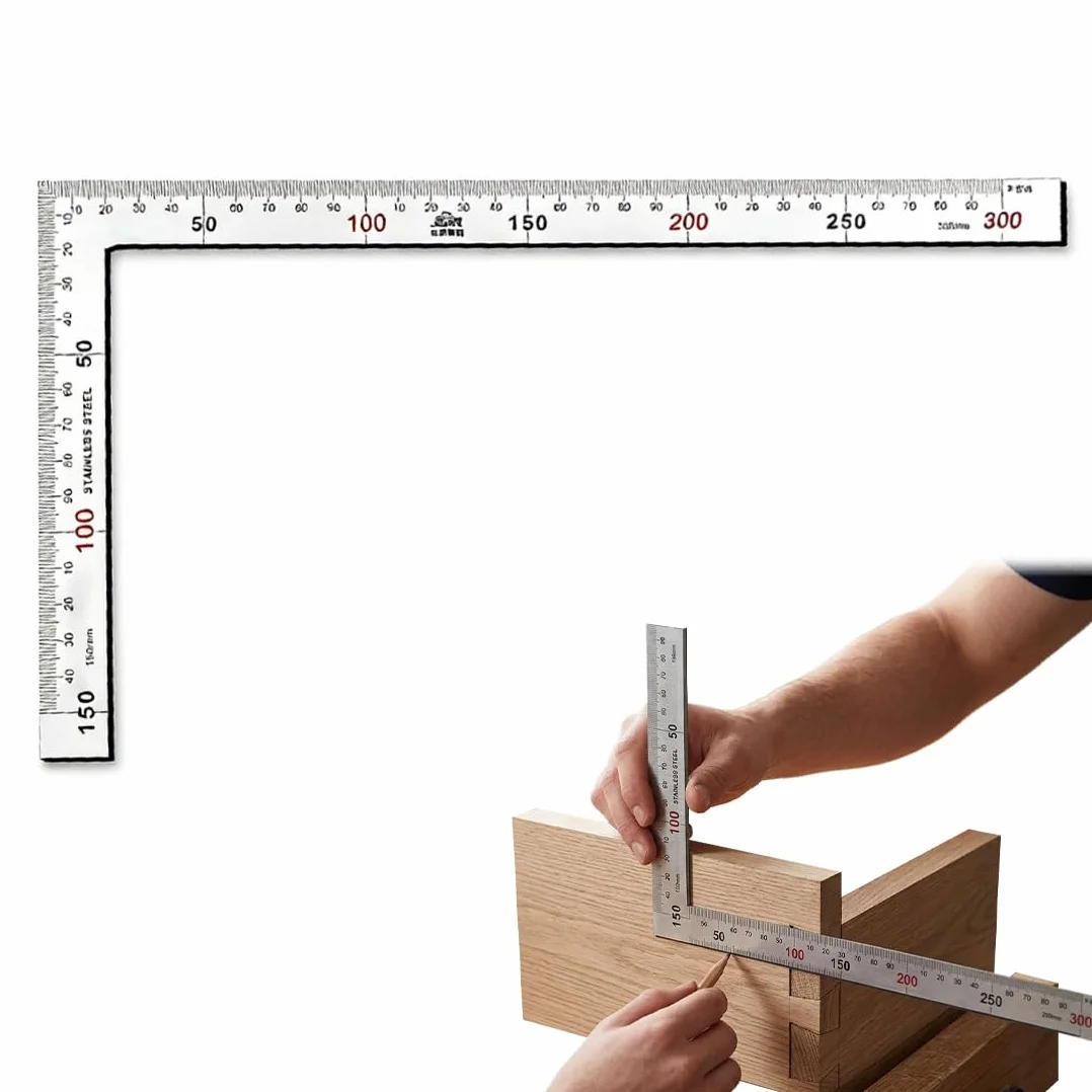 Squadra Metallo Acciaio Inox 150x300mm 1 Pezzo Righello L Angolo Retto