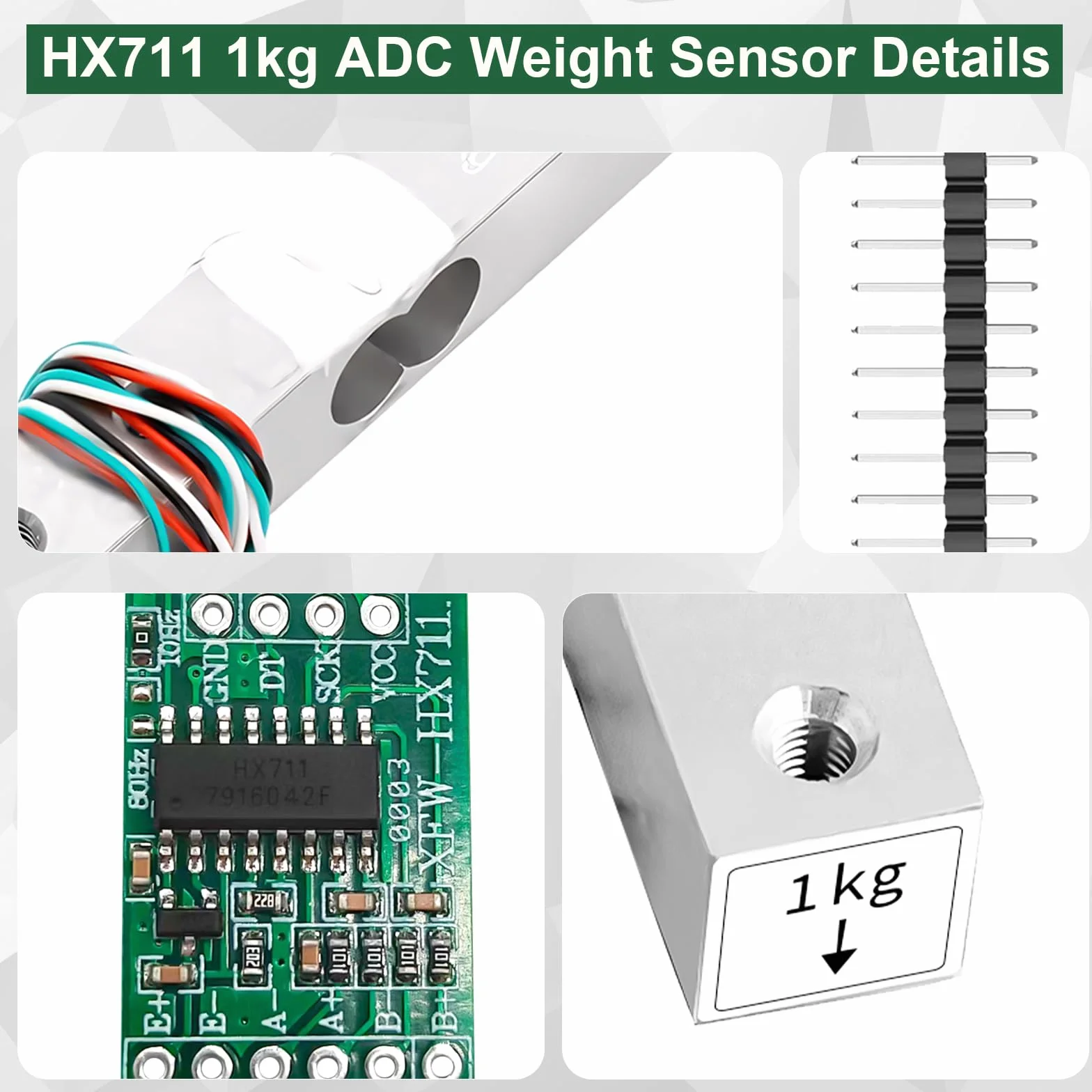 2PCS HX711 ADC Celle di carico 1kg Sensore di peso Celle di peso digitali Sensore di peso 1KG bilance elettroniche portatili da cucina, Peso celle di carico