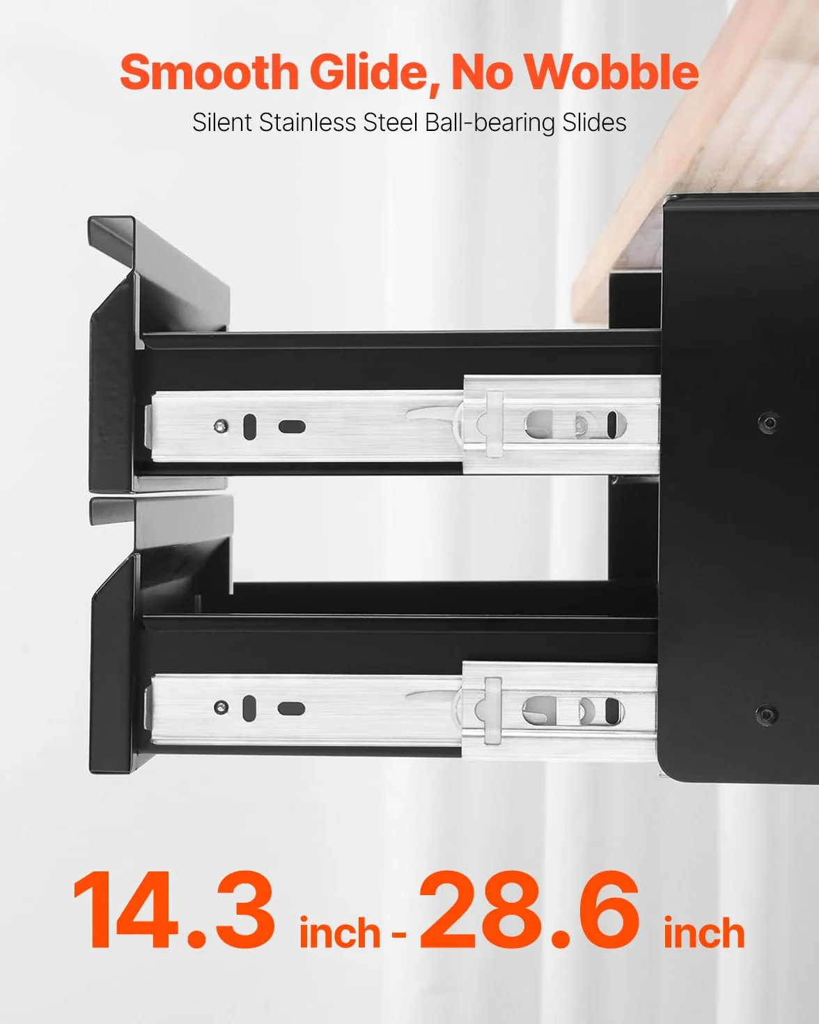 VEVOR Cassetto Estraibile Sotto Scrivania 457 x 227 x 200 mm Organizzatore Nascosto per Riporre Oggetti 2 Strati, Cassetto Portapenne Sotto Tavolo, per Postazioni di Lavoro Domestiche Sit Stand, Nero