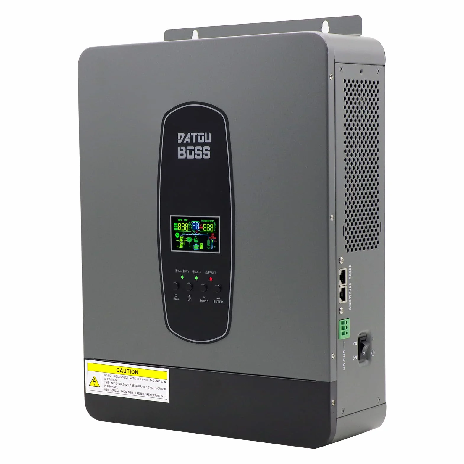 DATOUBOSS 3000w Inverter Ibrido 24v,Inverter Solare Ibrido 3KW Onda Sinusoidale Pura,Protezione BMS,24V DC a 220/230v AC,Con Controller Solare MPPT 100A per batterie piombo-acido e litio