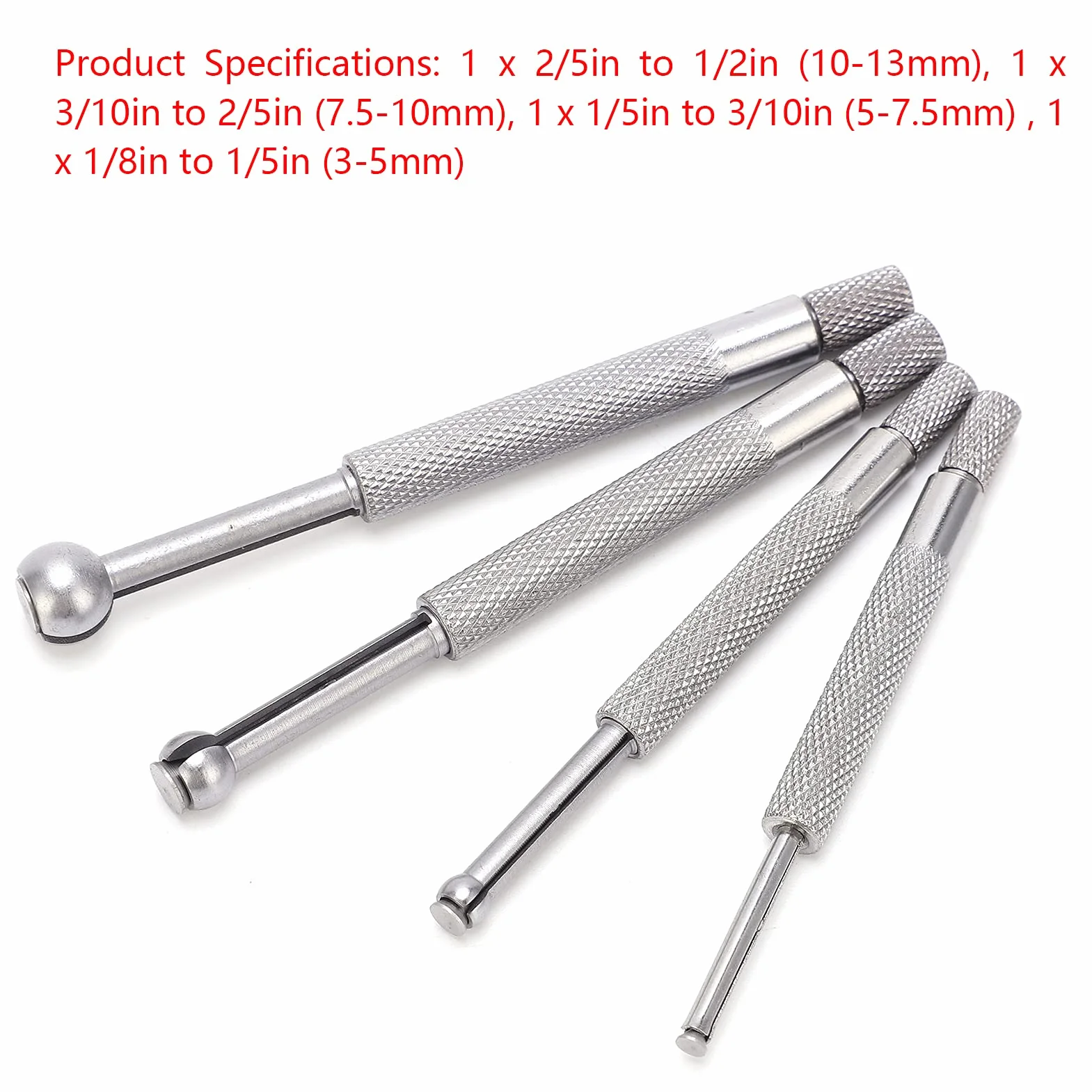 Calibro per Fori 4PCS Calibro Telescopico Calibro a Sfera Completo Set di Alesametri 3‑13 Mm per Misurazione di Scanalature di Fessure per Piccoli Fori