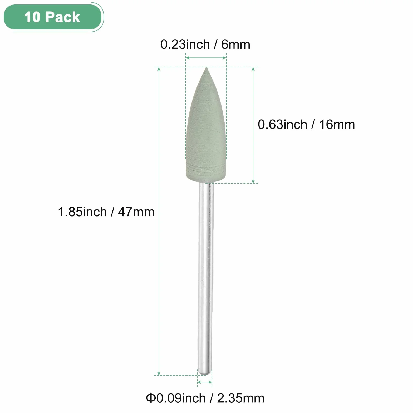 M METERXITY 10 Pcs Ruota Di Lucidatura A Punta 0.23 Pollici (6mm) Kit Lucidatura Silicone Grana 800 Verde