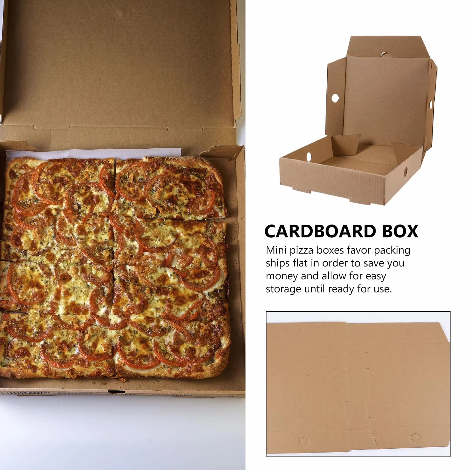 Cabilock 25 mini scatole per pizza in cartone bianco