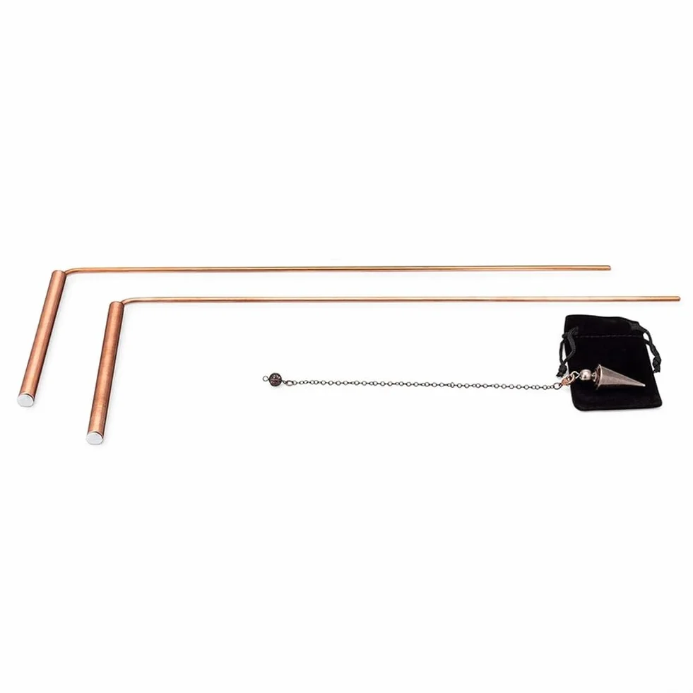Kit per rabdomanzia e pendolo in rame, strumento di divinazione in rame puro al 99,9%, design telescopico per trovare acqua, rilevazione minerali, terapia energetica