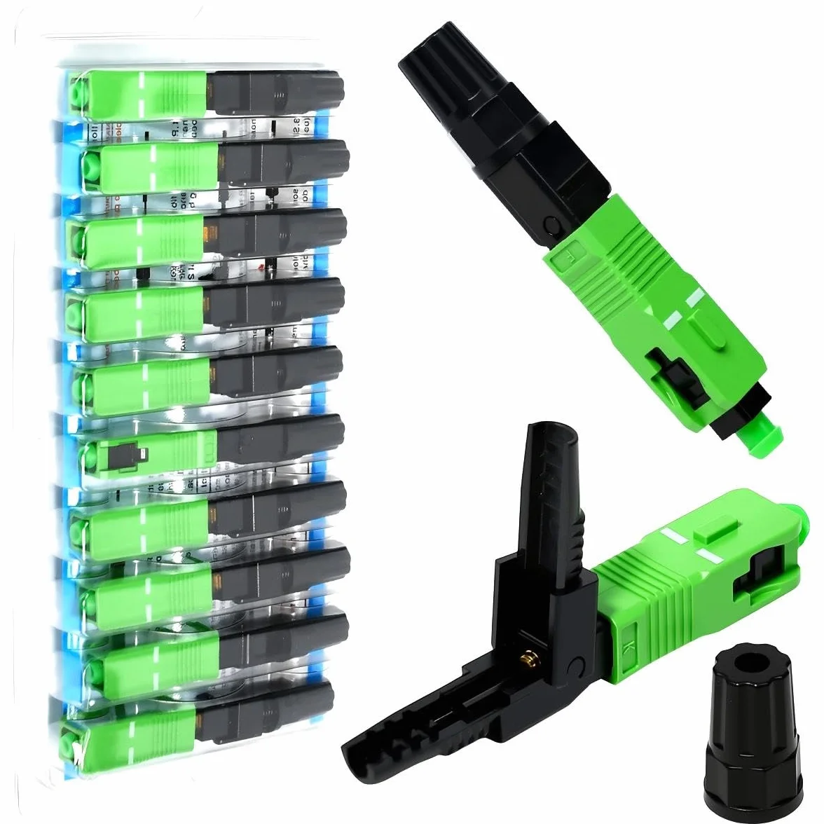 12 Pz Connettore Rapido per Fibra Ottica SC APC,Connettore Rapido in Fibra con Filo di Cuoio Incorporato,Connettori a Freddo Veloci in Fibra Ottica SC/APC per Rete CATV