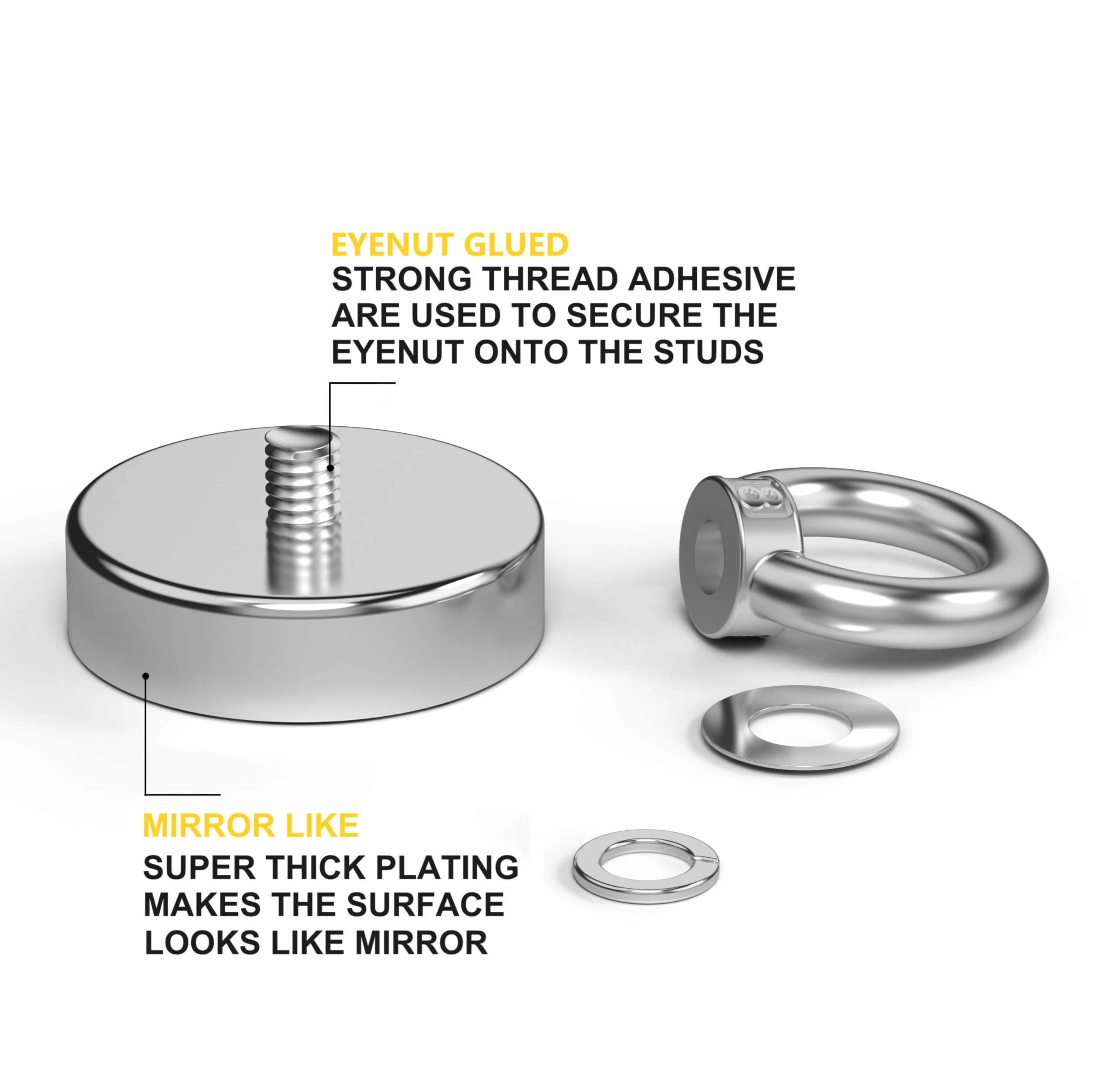 Magnetpro potente magnete al neodimio recentemente aggiornato con forza di 200 kg, potenti magneti da 60 mm di diametro perfetti per l'industria e la scienza, la pesca magnetica
