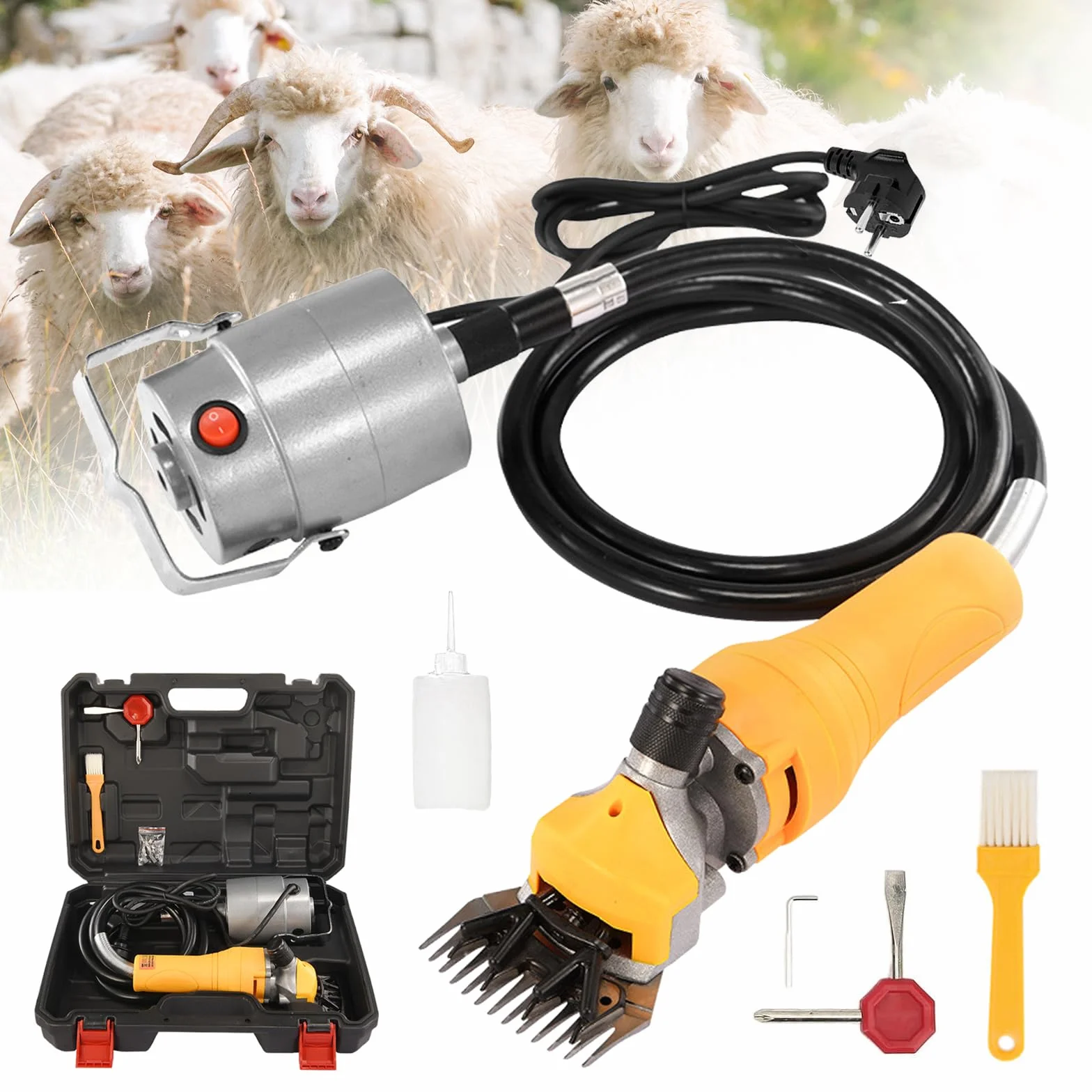 Tosatrice Per Pecore 1000W Professionale 13 Denti 2400 Giri/Min Motore Ad Alta Potenza Cavo 5m