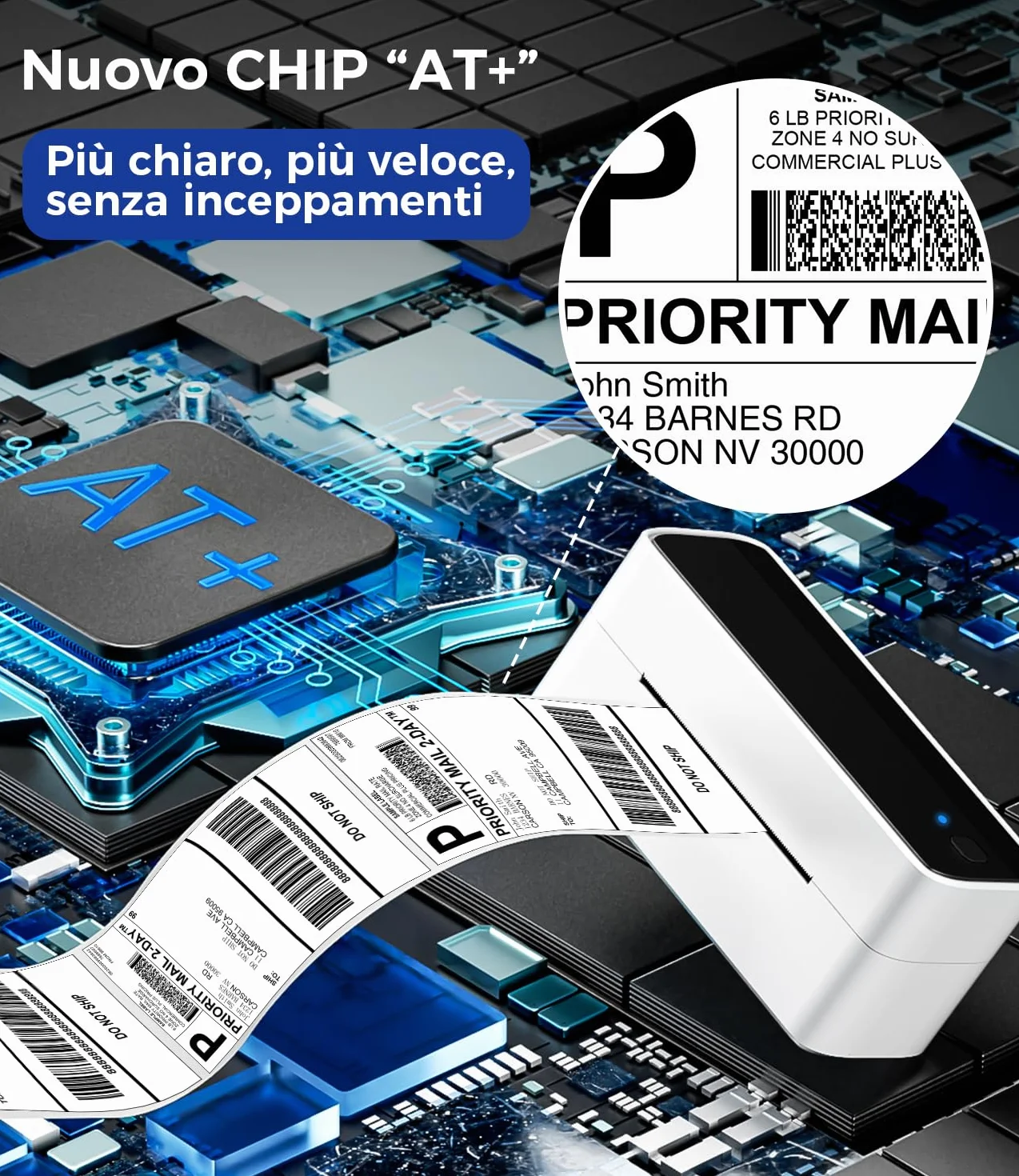 Phomemo Stampante per etichette Bluetooth, PM241BT stampante termica DHL 4XL per Mac/PC, stampante Bluetooth per codici a barre, Amazon, Etsy, Shopify, Royal Mail, DHL, FedEx, UPS