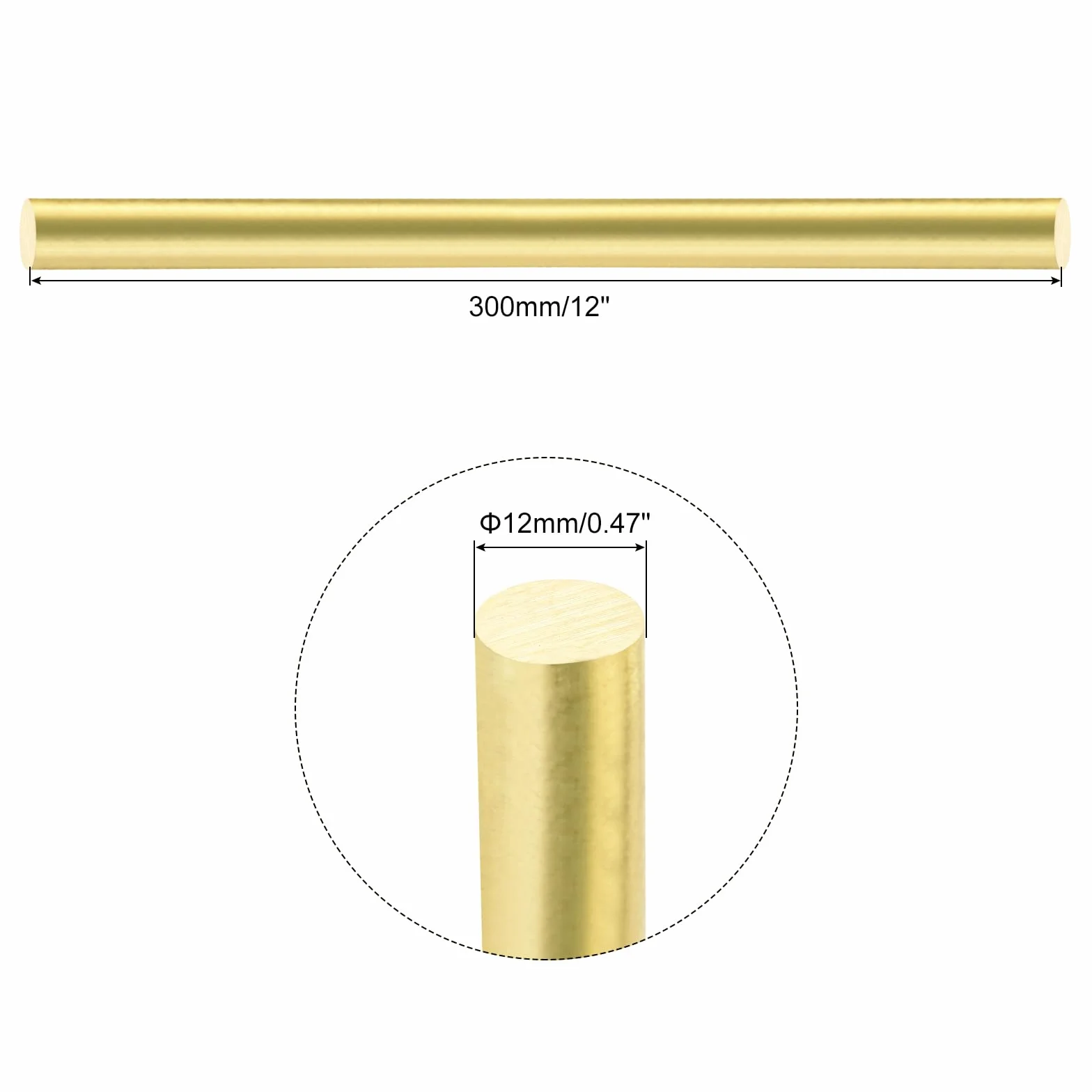 QUARKZMAN 1pz Aste in Ottone (13mm)1/2" x (300mm)12" Asta Tonda in Ottone Massiccio per Manici Coltelli Pin Fai Da Te Modellismo Aereo