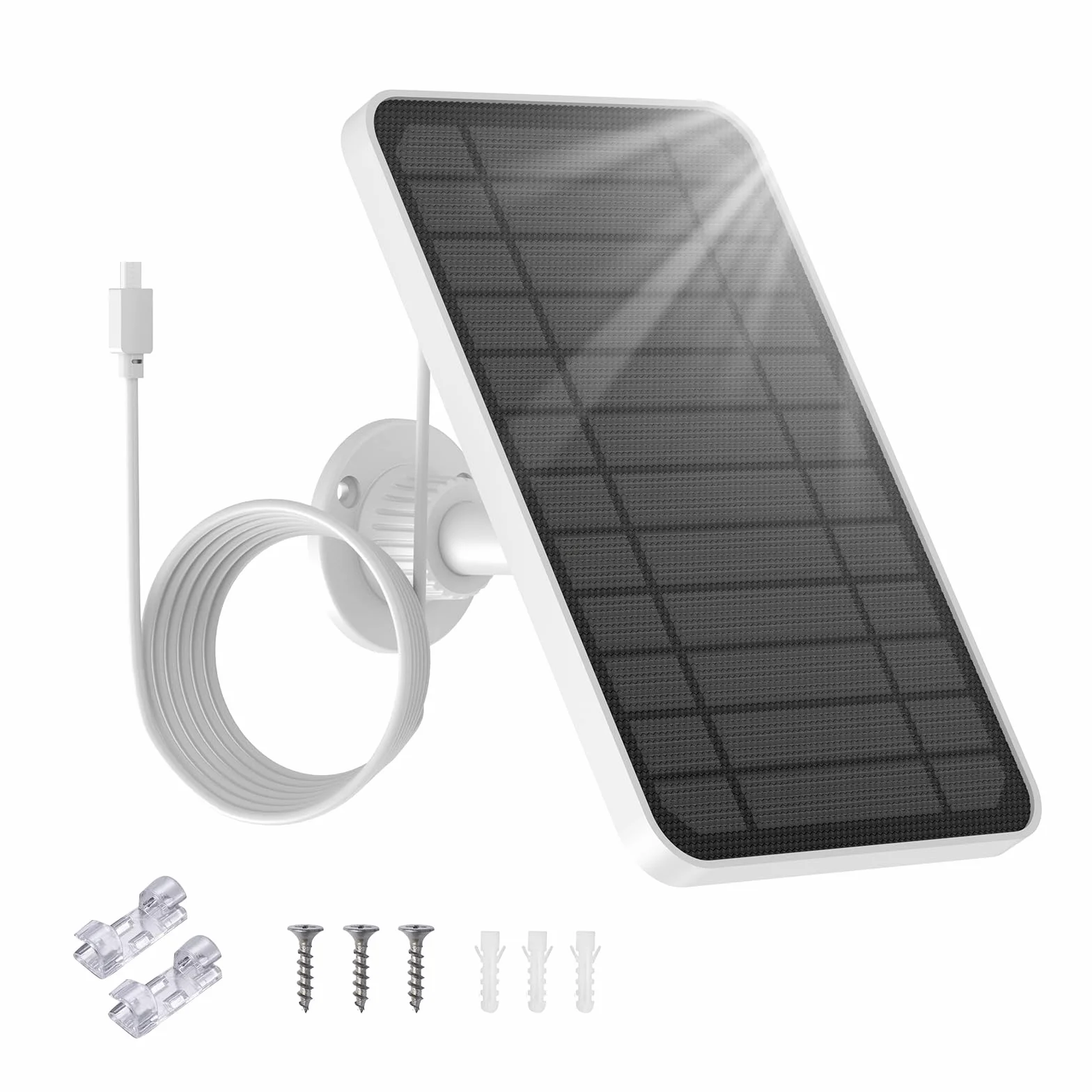 honecumi [1 pezzo] Modulo solare 5 V 5 W per Eufy cam 2C/Eufy 2C Pro/Eufy 2 Pro/Eufy 2/E20/Eufy E40/Eufy E caricatore pannello solare con accessori eufy per pannello solare,supporto regolabile a 360°