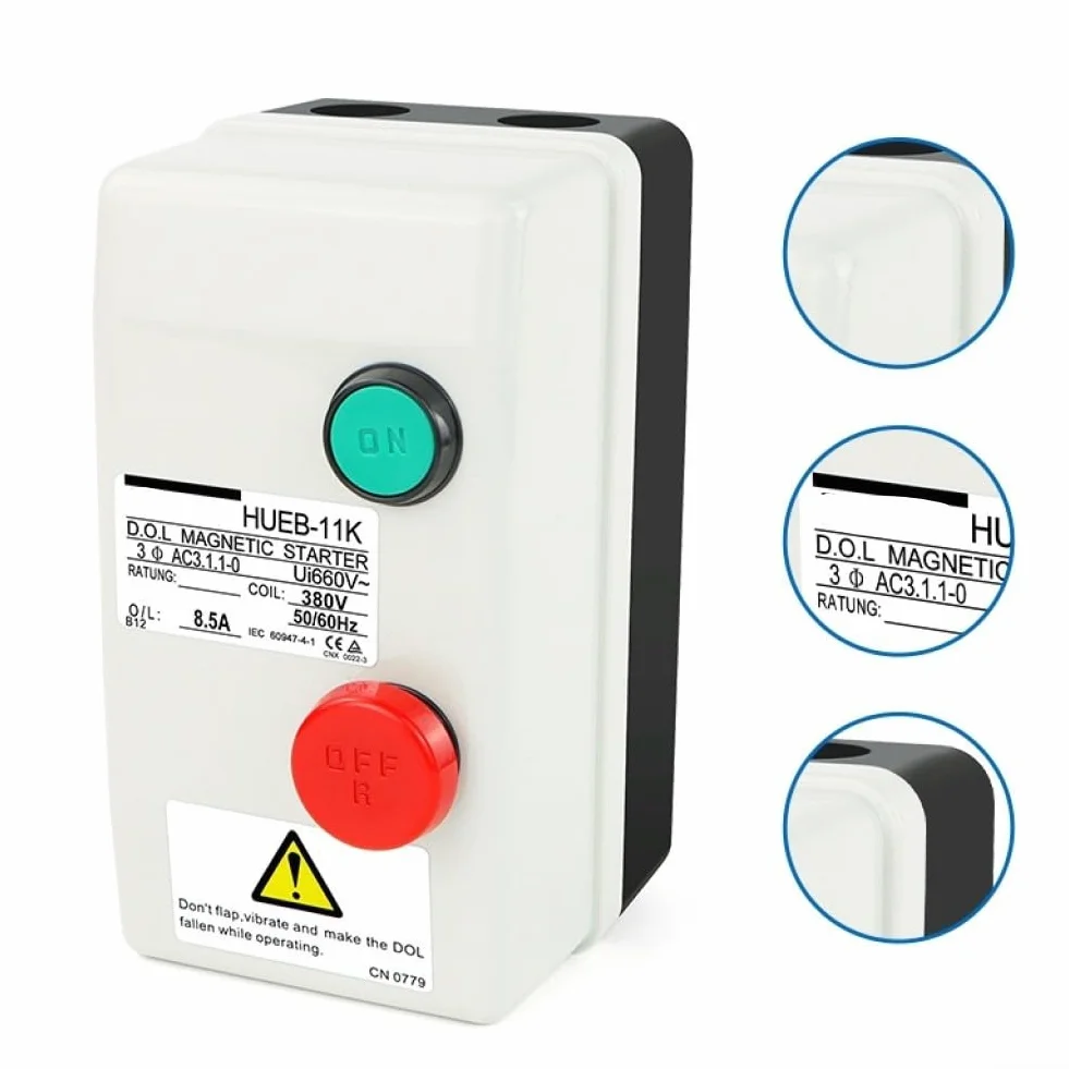 Interruttore di Avviamento Motore Elettrico Magnetico 380V 3 Fasi con Protezione da Sovraccarico e Impermeabile IP55 per l'Uso in Motore e per Sistemi di Compressore (12,5-18A)