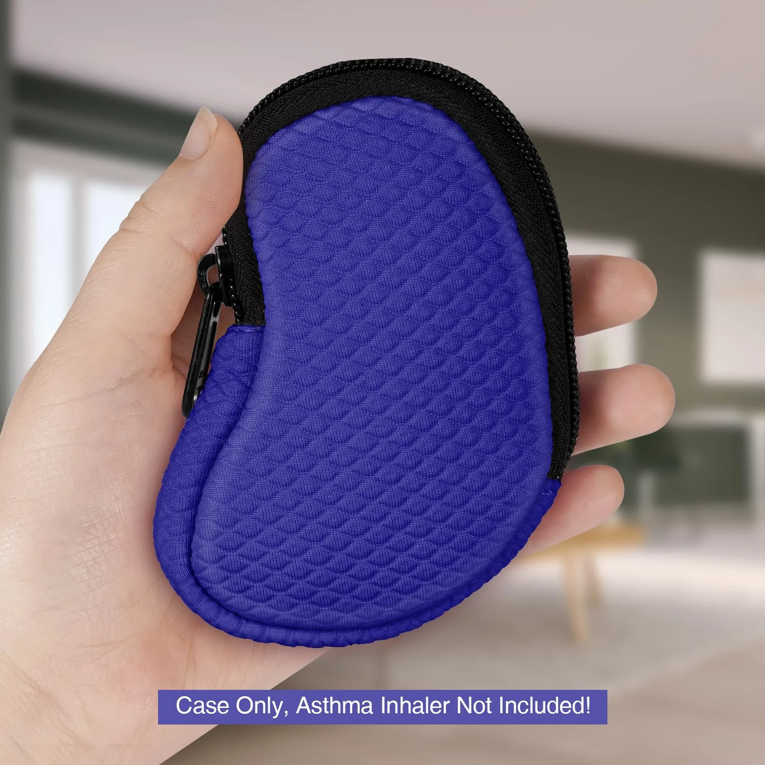 MEDMAX Custodia in neoprene per Inalatore, Leggera Protettiva Borsa da Viaggio con Moschettone, Blu Marino