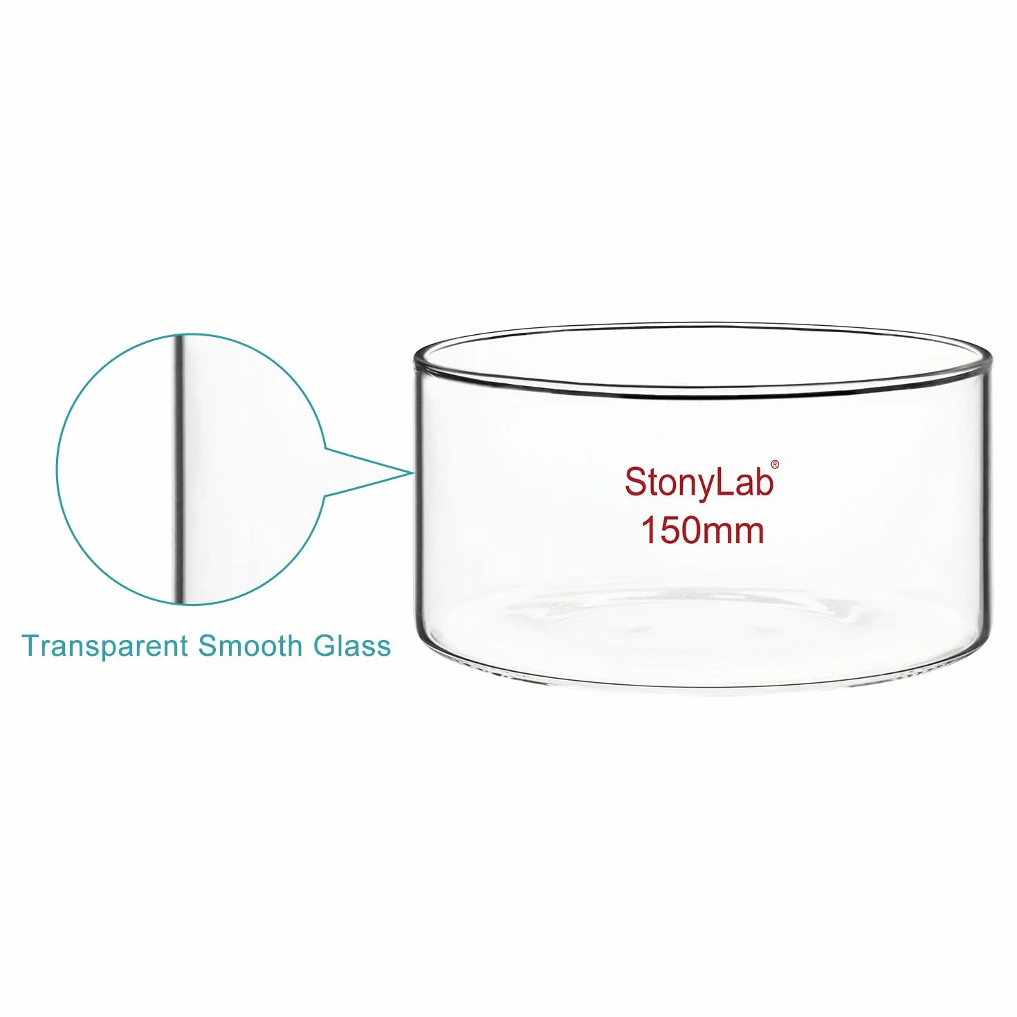 stonylab Piatto per Cristallizzazione, Piatti per Cristallizzazione in Vetro di Borosilicato a Parete Spessa per Cristallizzazione ed Evaporazione di Laboratorio, Fondo Piatto, Senza Becco