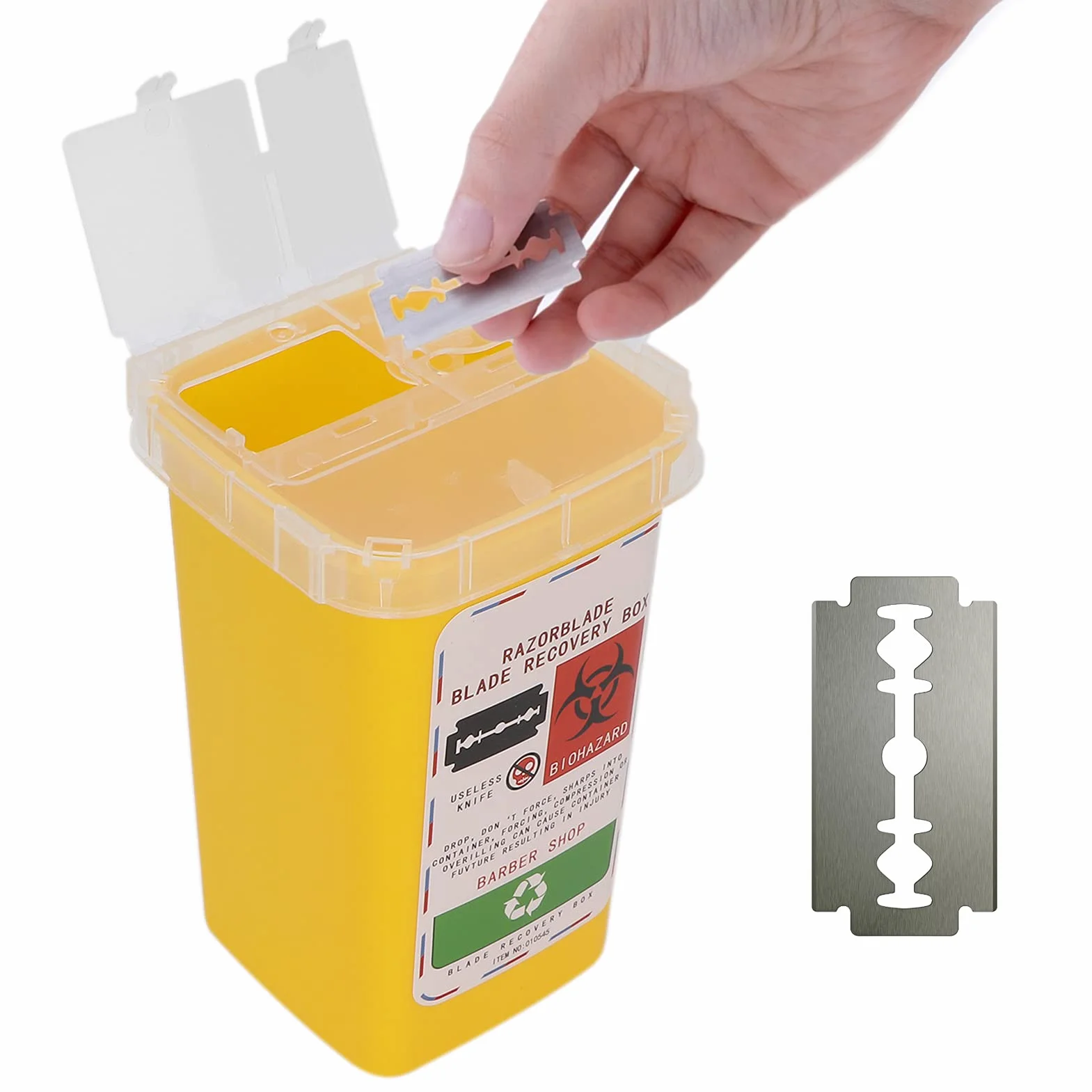 Contenitore smaltimento lame barba plastica dura giallo