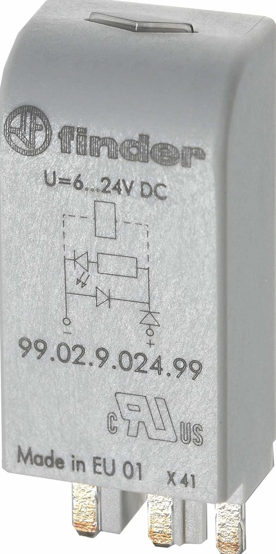 Finder Steck modulo con LED Verde Diode 6 di 24 V DC, 1 pezzi, 99.02.9.024.99