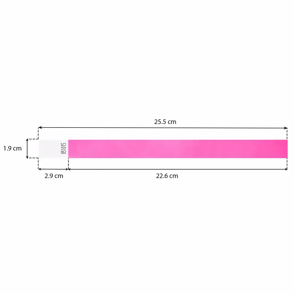 Braccialetti in carta Tyvek 19 mm Rosa Confezione da 2 per eventi festival 12 colori
