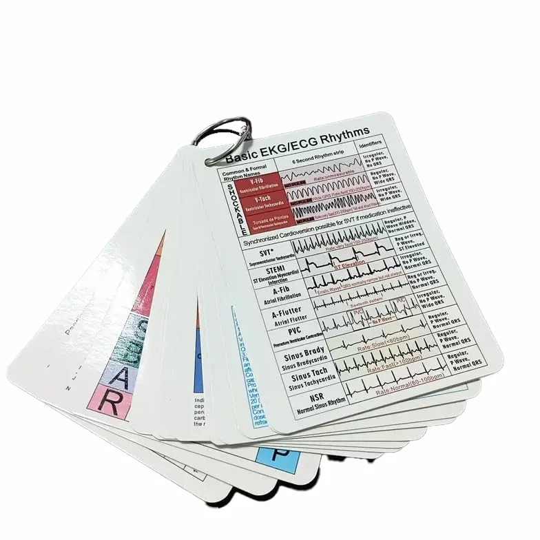 Carte di riferimento per infermieristica medica, set da 12 carte con ritmi ECG, SBAR, scala di Glasgow, badge clinico per studenti sanitari