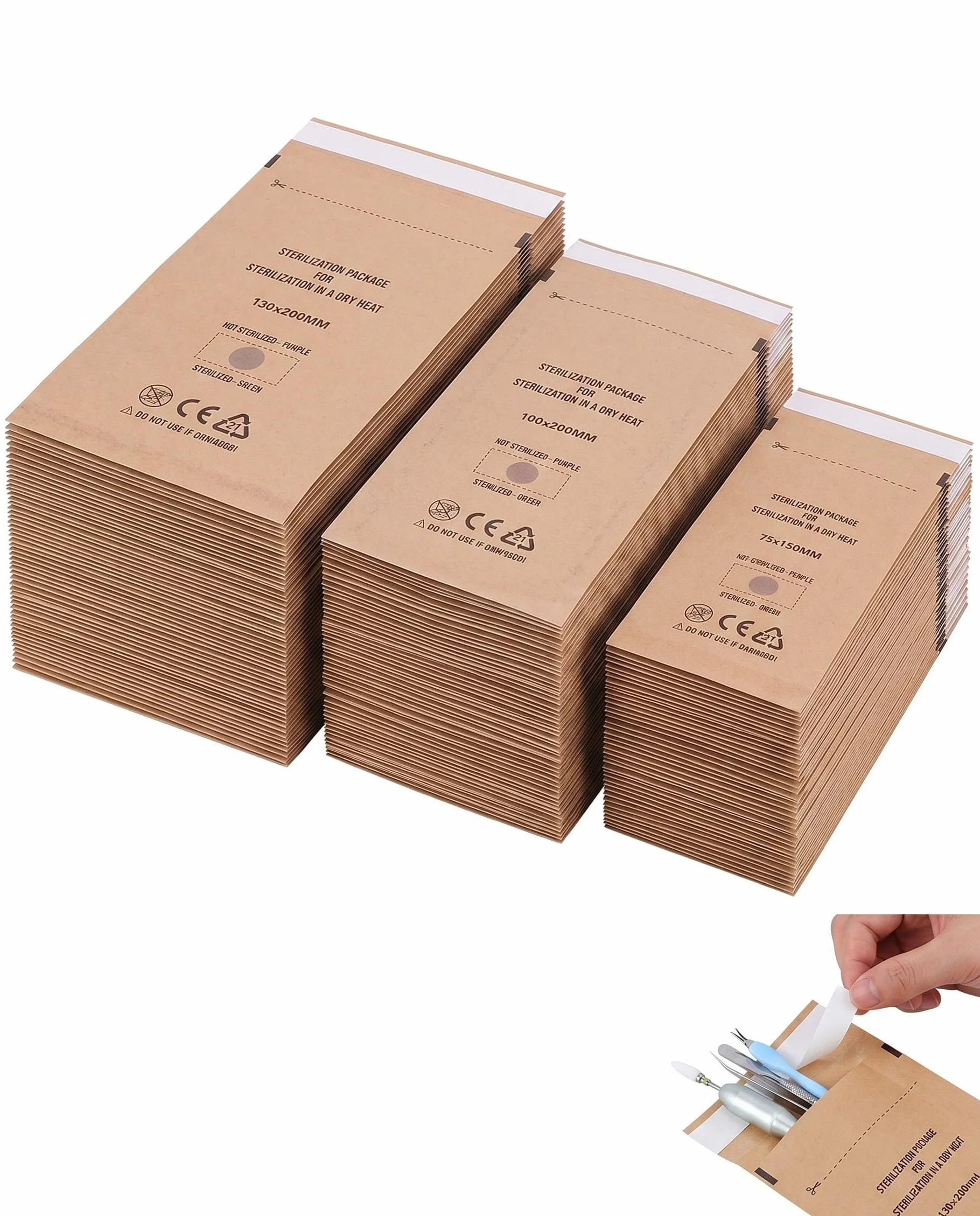 Sacchetti Sterilizzazione Autosigillanti, 60 Pezzi Misti (3 Taglie) per Autoclave. Monouso e Igienici per Strumenti Dentali, Medici, Estetici. Massima Sicurezza.