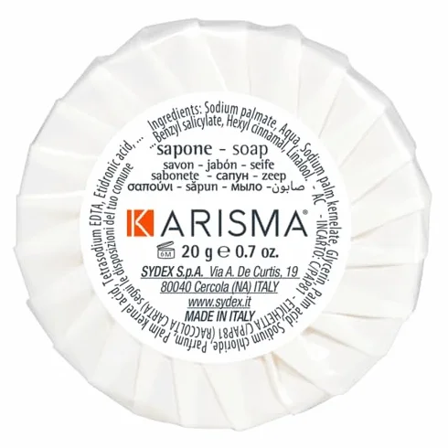 Saponetta Plissè Tonda 20 ml Confezione 50 pezzi Linea Cortesia Hotel Karisma Sapone da Viaggio