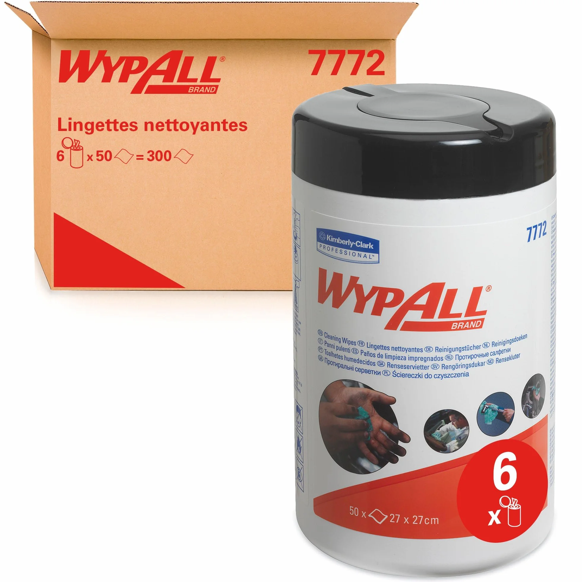 WypAll 7772 panni per la pulizia industriale 1 strato pre-impregnati 6x50 salviette (300)