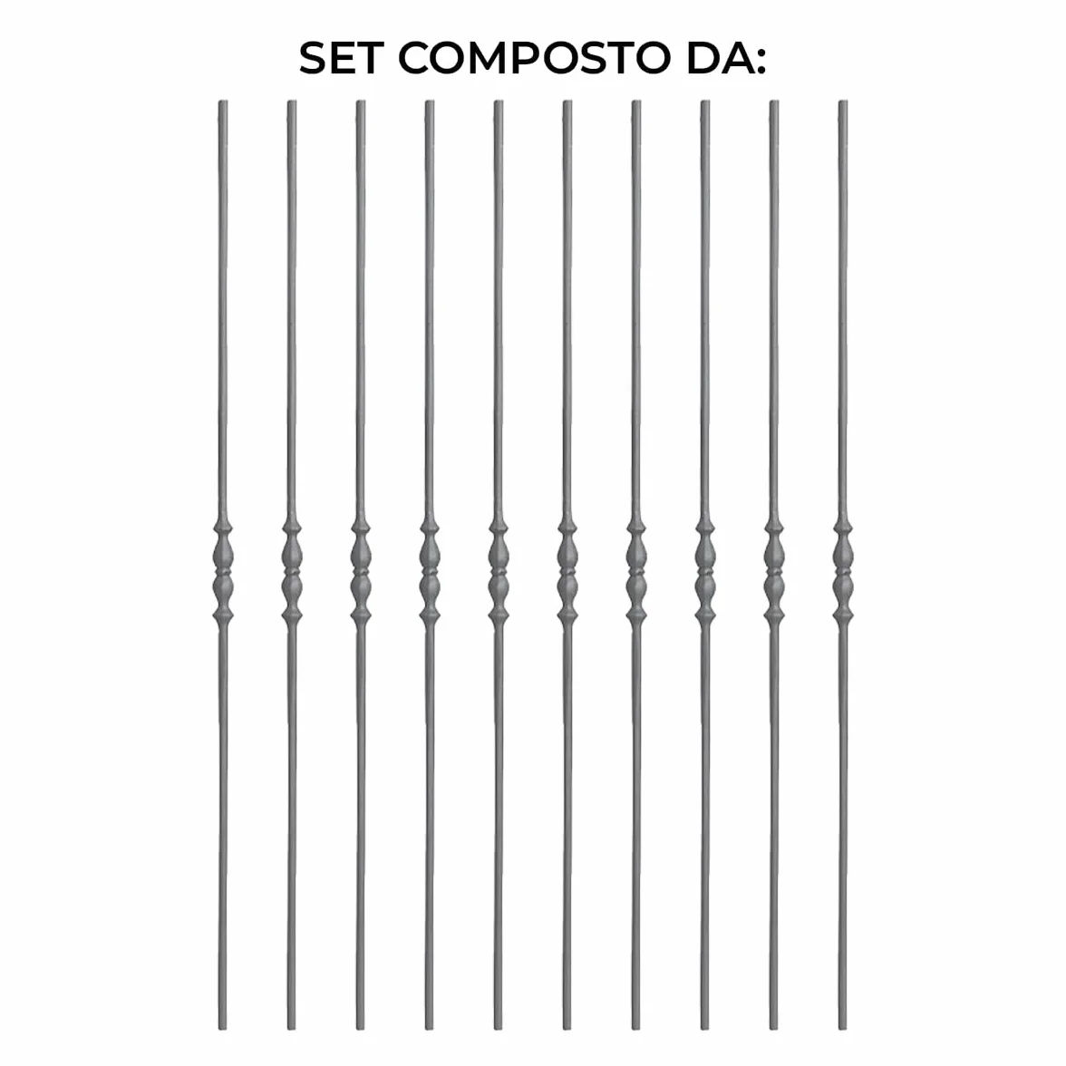 Palo paletto per recinzioni esterne h. 1000 mm Ø 14 mm sezione tonda liscio Set da 10 pezzi Made in Italy