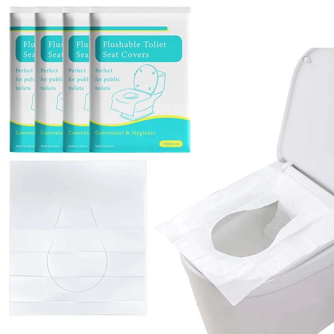 Copriwater 40 Pezzi Coprisedili WC Bianchi Biodegradabili Protezione Igienica Viaggi Bagni Pubblici