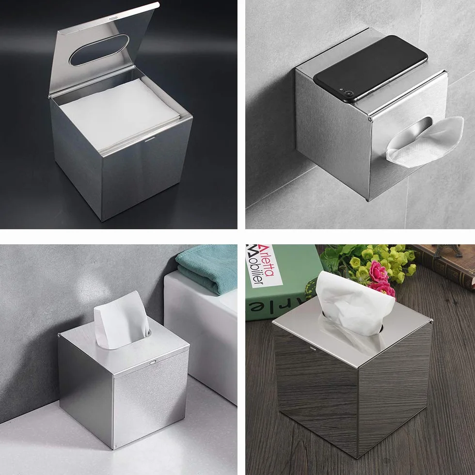 acciaio della scatola del tessuto del supporto specchio quadrato portatovaglioli kleenex bagno organizzatore supporto