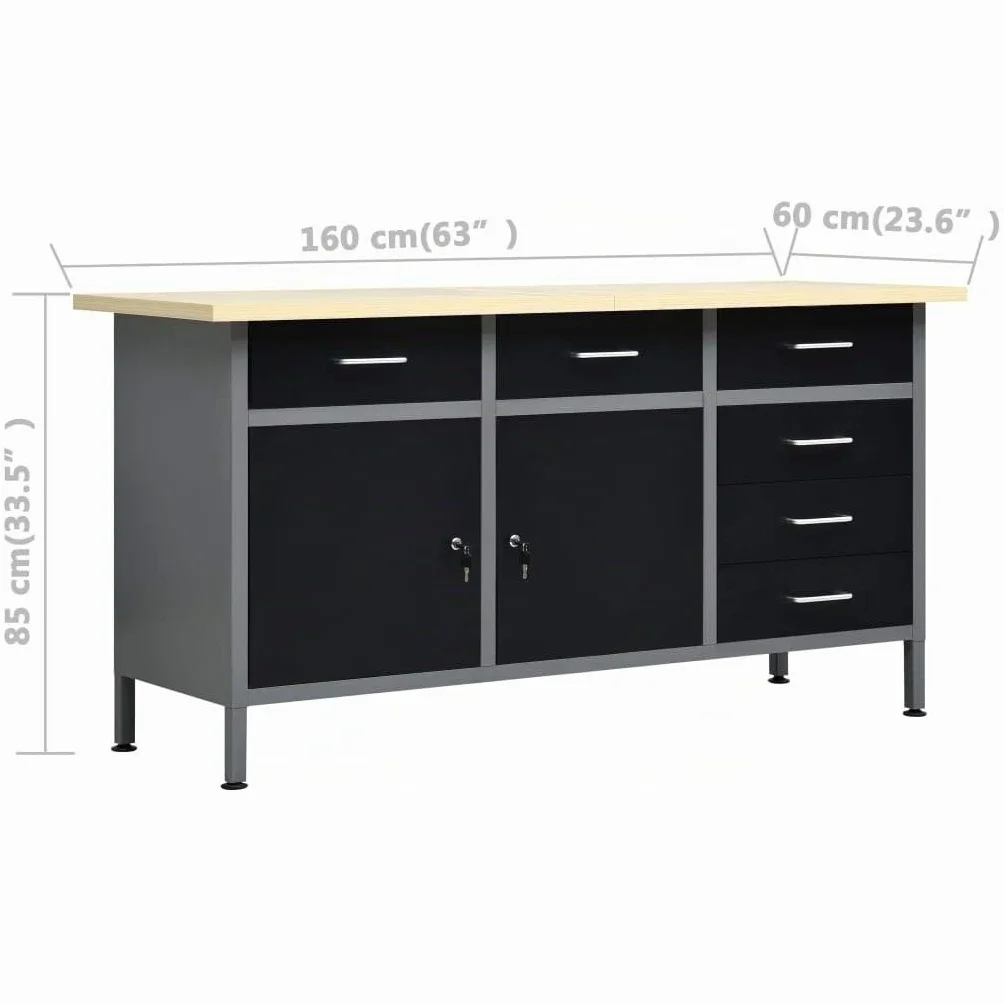 vidaXL Banco da Lavoro con 4 Pannelli a Parete Officina Fai da Te Garage Attrezzi Ferramenta Articoli Attrezzature Tavolo Falegname Bancone Bricolage