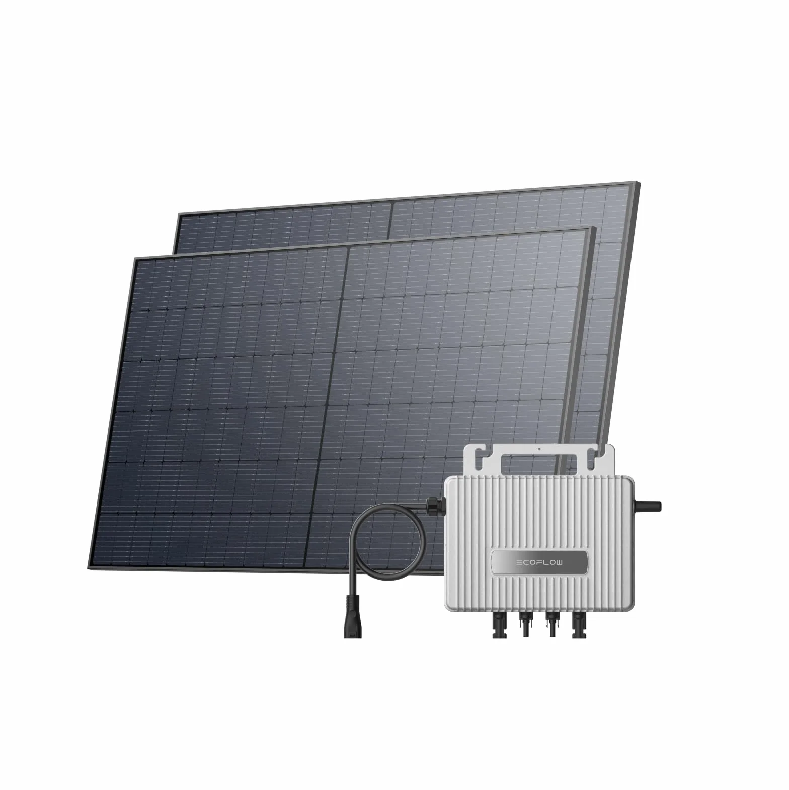 EcoFlow STREAM Fotovoltaico da balcone, 800W microinverter, 2x500W pannelli solari FV, inverter grid tie intelligente con controllo Wi-Fi/app per balconi, giardini, tetti, pareti verticali
