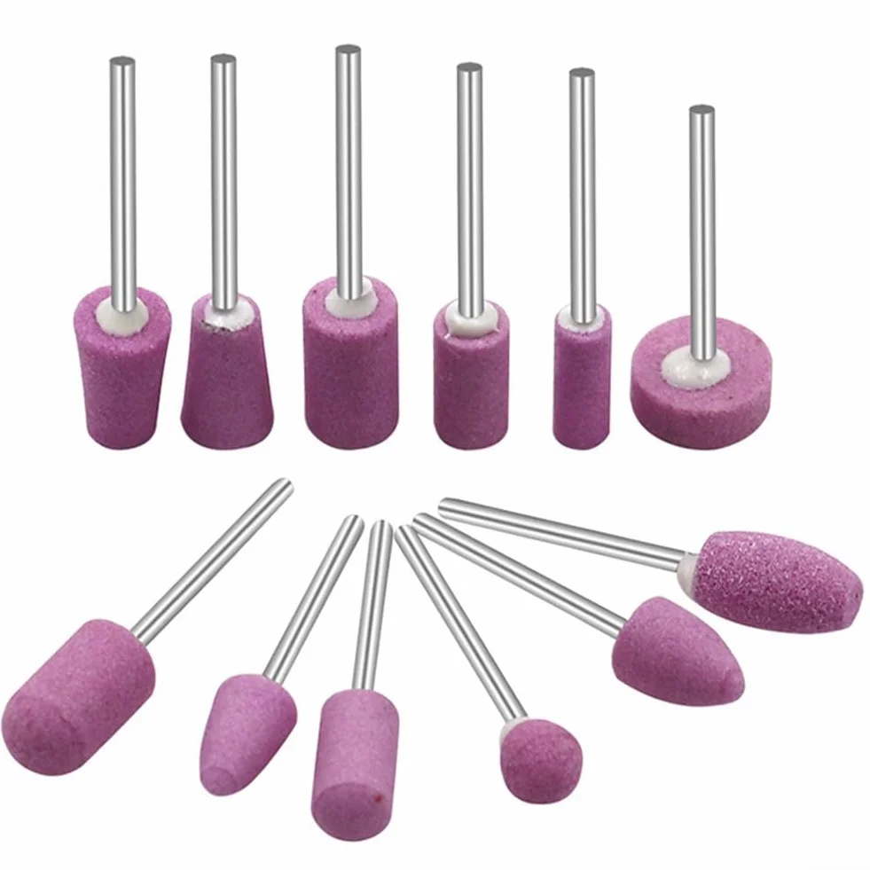 Set di 12 pietre abrasive montate per utensili rotanti tra cui teste di mola per metallo, legno, giada, uso fai da te